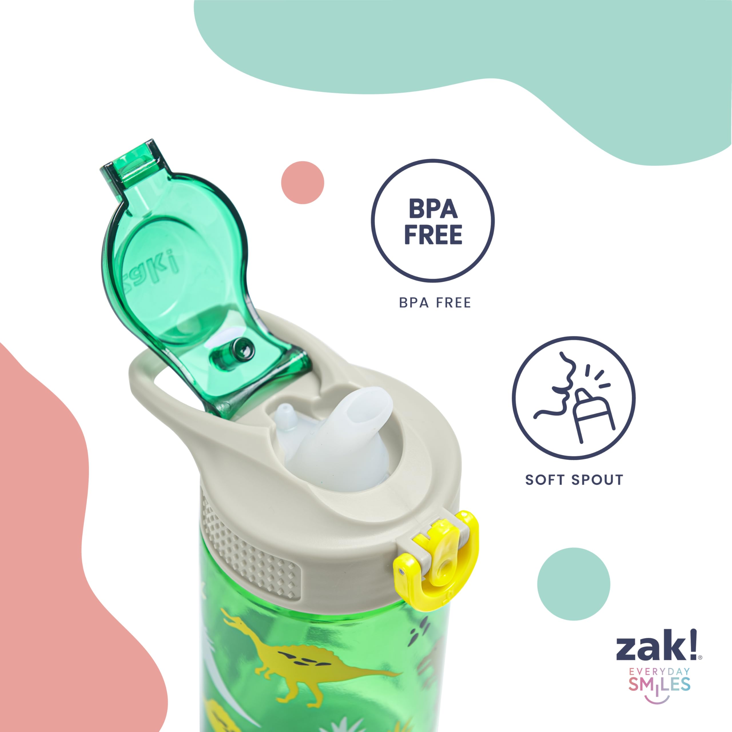Zak Designs Sage Barbie Water Bottle For School Or Travel, 16Oz Durable Plastic Water Bottle With Straw, Handle, And Leak-Proof,