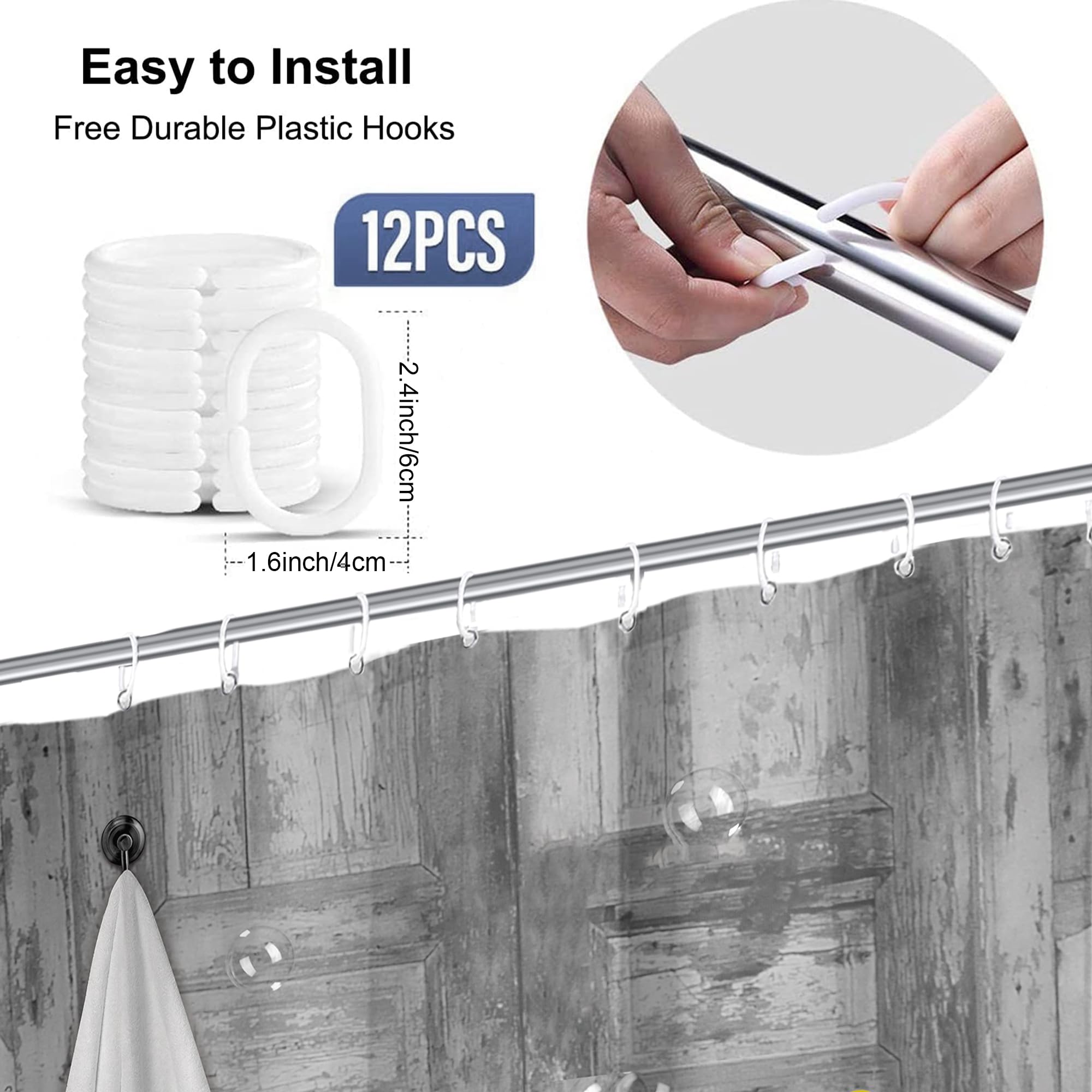 Yookeb Bear Funny Bathroom Shower Curtain 60W By 71H Inch Farmhouse Wood Wooden Vintage Rustic Farmhouse Cabin Animal Polyester