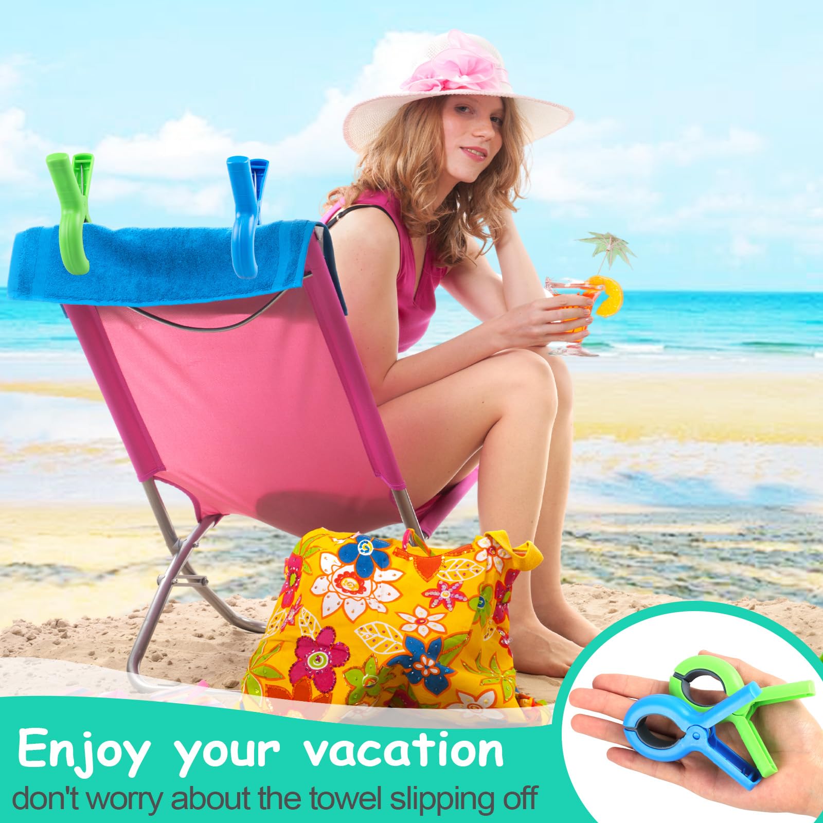 Beach Towel Clips For Beach Chair,Heavy-Duty Plastic Clothes Pins, Towel Clips For Beach Chairs Cruise-Keep Your Towel From Blow