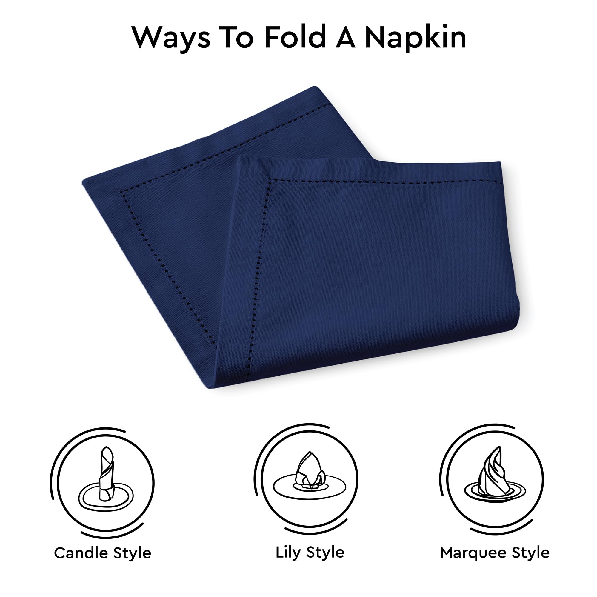 Encasa Xo Cloth Napkins Set Of 4 | Pure Cotton Hemstitched Design | Scotch Blue | Square 17''X17'' | Dining Table Napkins - Mach