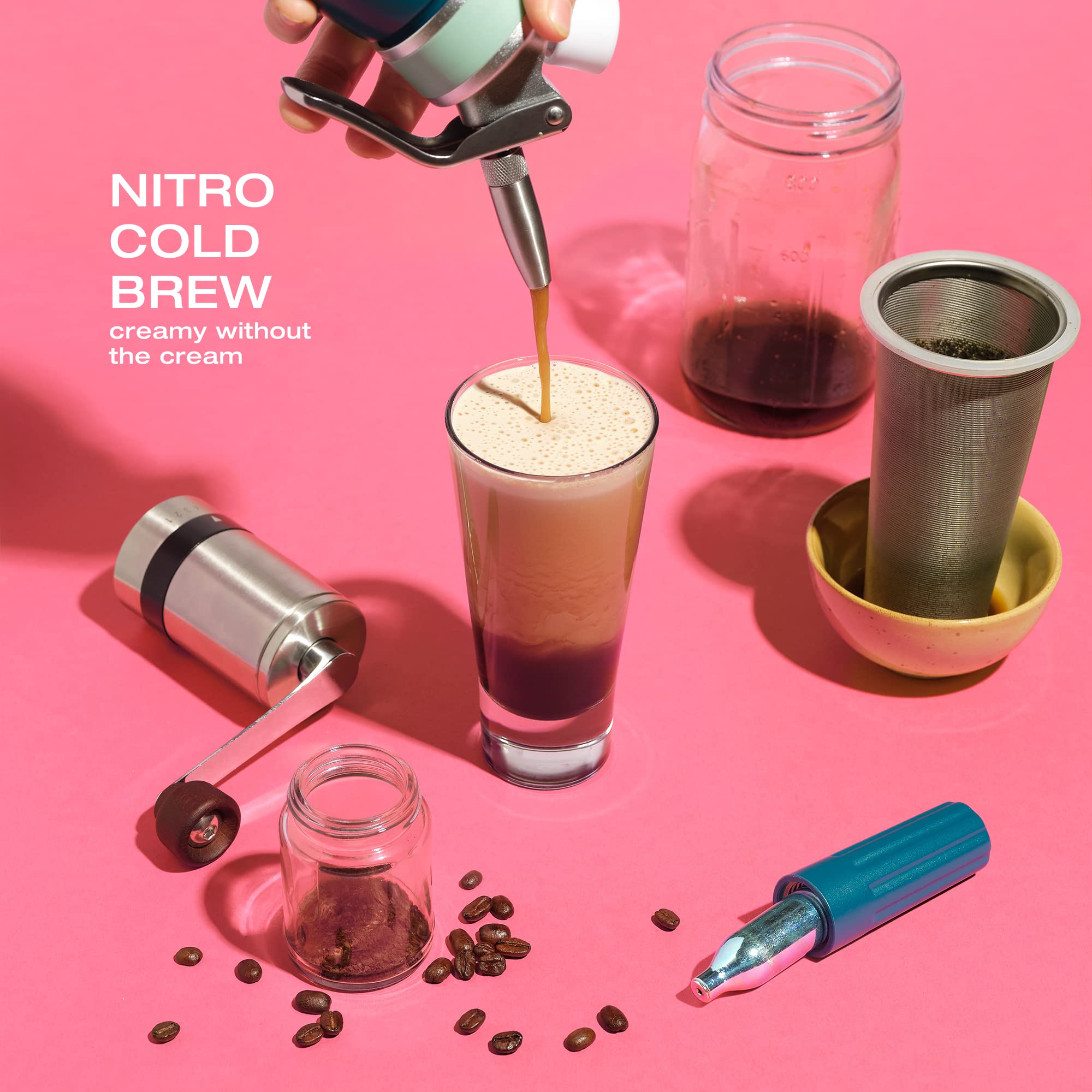 Nitro Kafo 0.5L Nitro Coffee Maker, Aluminum Nitro Cold Brew Coffee Maker With Special Nitro Diffuser Nozzle & Cold Brew Maker F