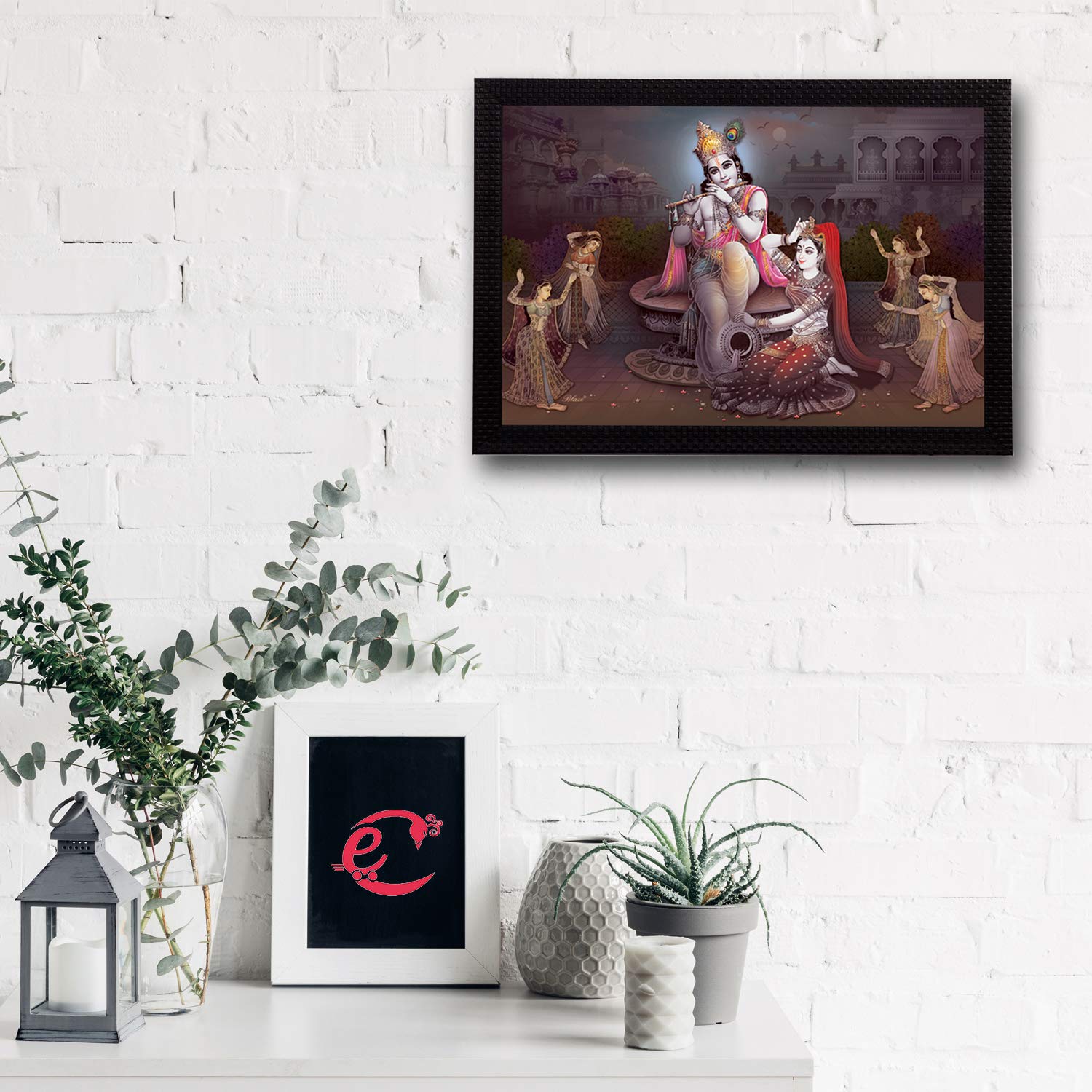 Ecraftindia Radha Krishna Satin Matt Texture Uv Art Painting (Synthetic Wood, 27.94 Cm X 35.56 Cm, Fpr2A6303)