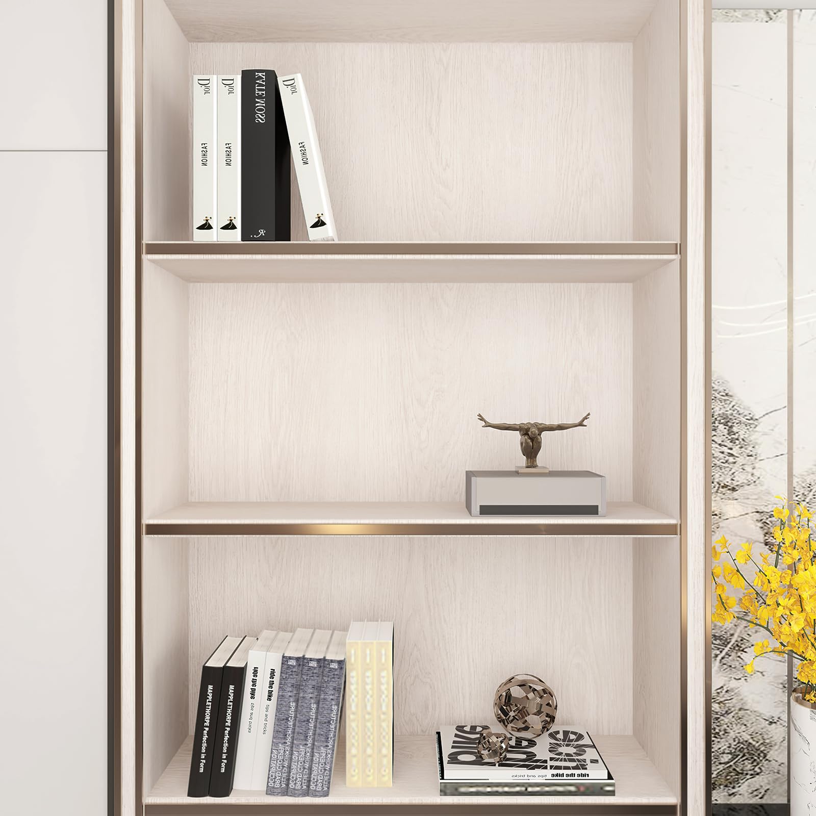 TOTIO Off-White Wood Grain Contact Paper Oak Textured Peel and Stick Wallpaper Roll 16x354in Air Guide Slot Design Matte Thicken