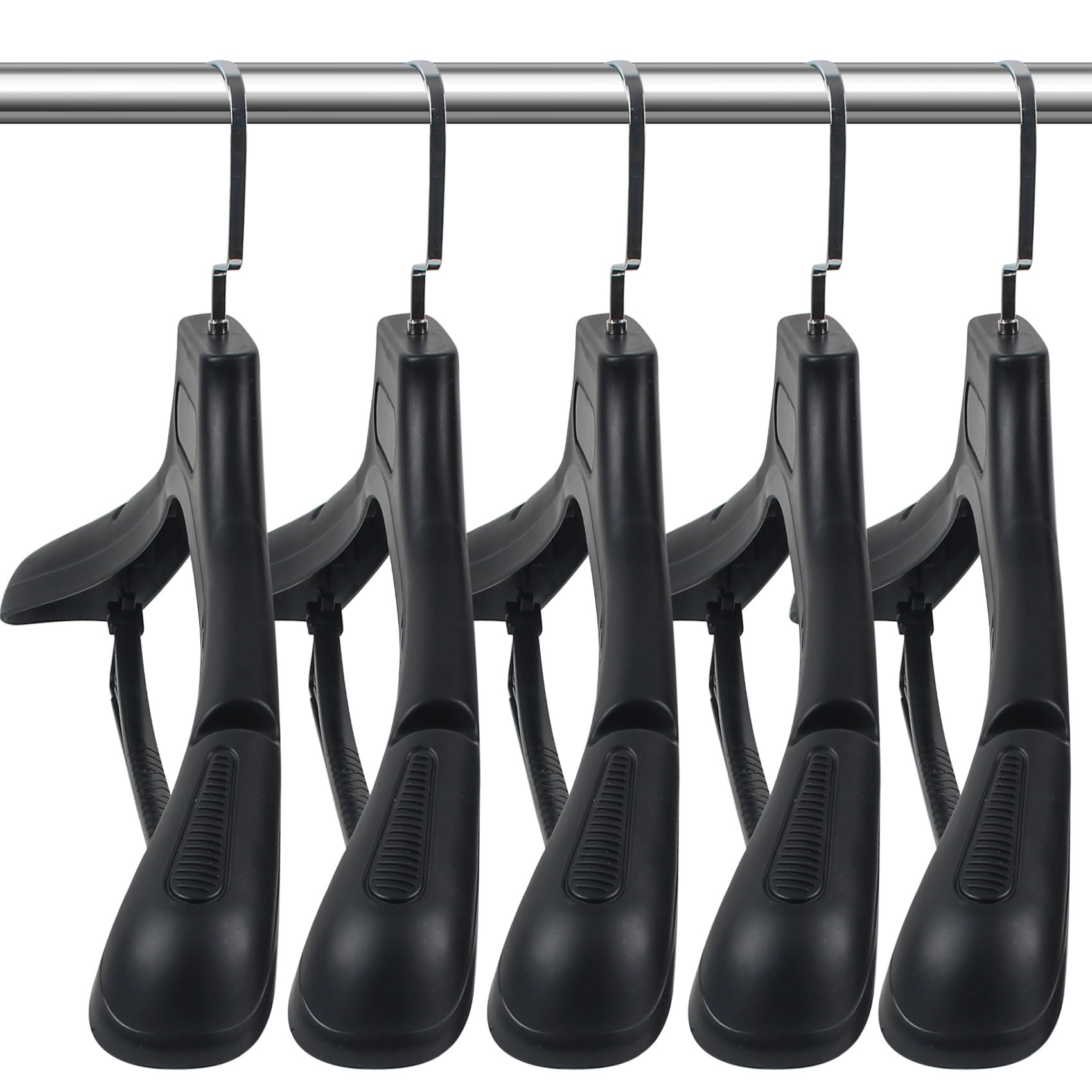 Dedu Plastic Extra Wide Shoulder Suit Hangers For Men 40 Pack Width 17.3'', Black Sweater Hangers No Shoulder Bump Non Slip For
