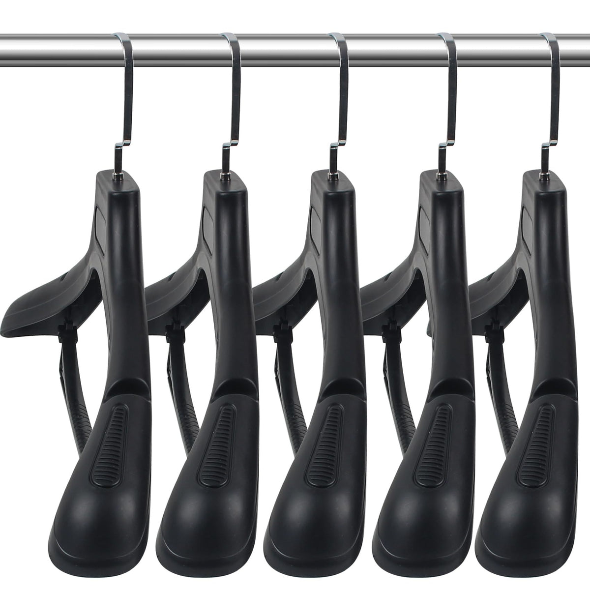 Dedu Plastic Extra Wide Shoulder Suit Hangers For Men 10 Pack Width 17.7'', Black Sweater Hangers No Shoulder Bump Non Slip For