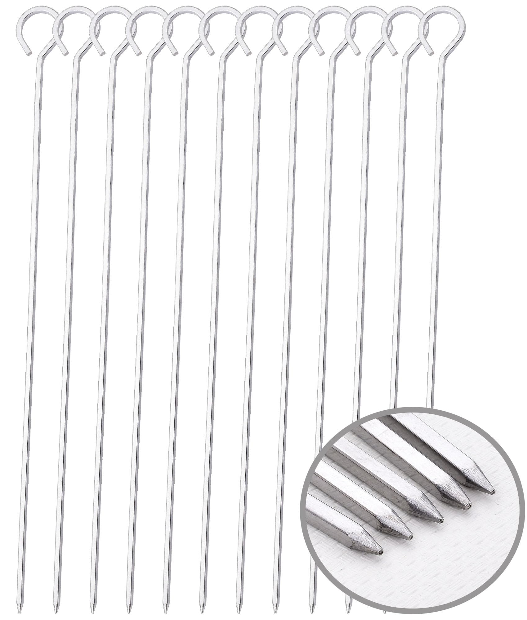 10 Inch Barbecue Skewers, Honshen Metal Bbq Sticks,12Pack Stainless Steel Square Skewer,Kebob,Kabob Sets For Grill Outings Cooki