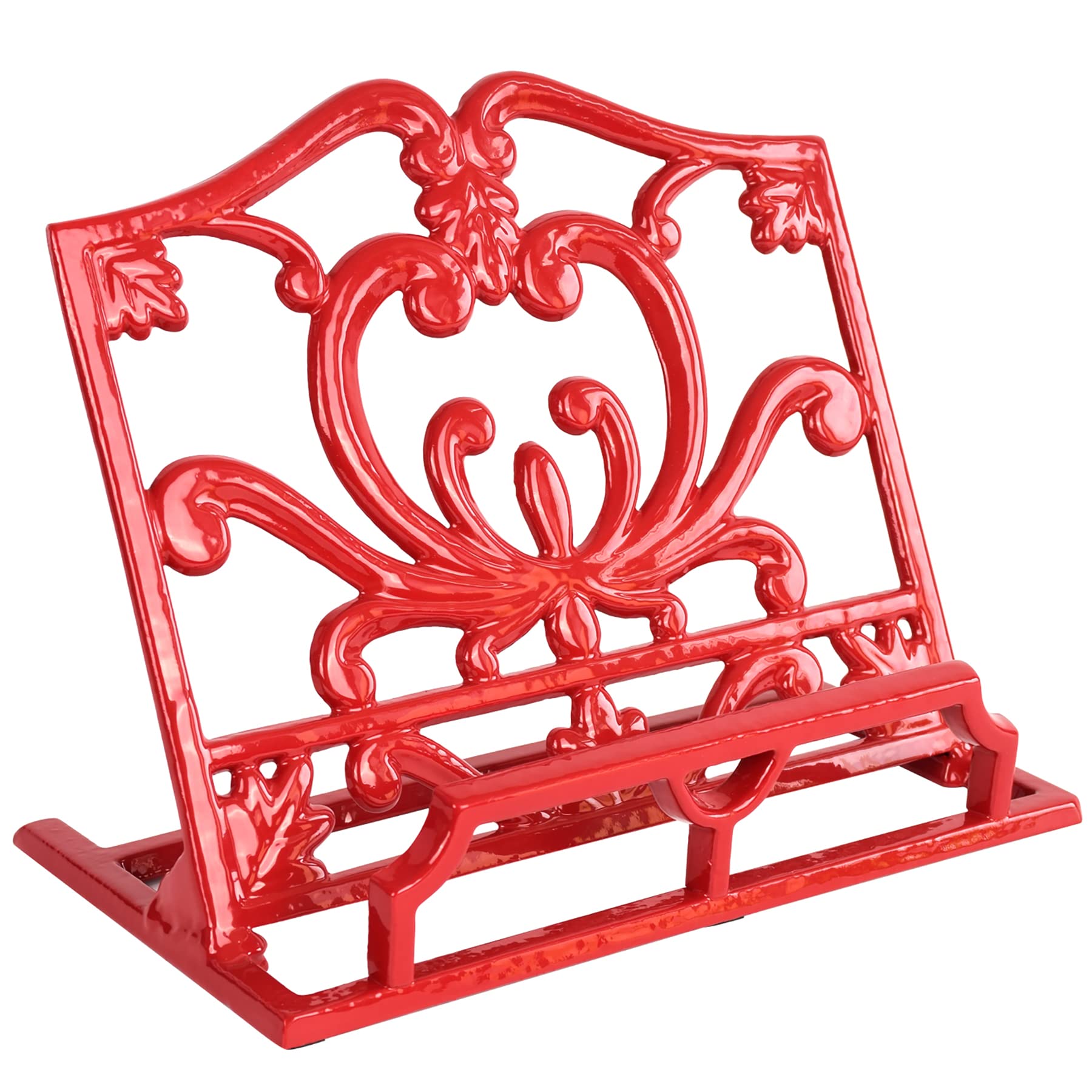 Minluful Cookbook Stand For Kitchen Counter, Vintage Cast Iron Metal Recipe Book Holder Flower Pattern Recipe Holder Cook Book S