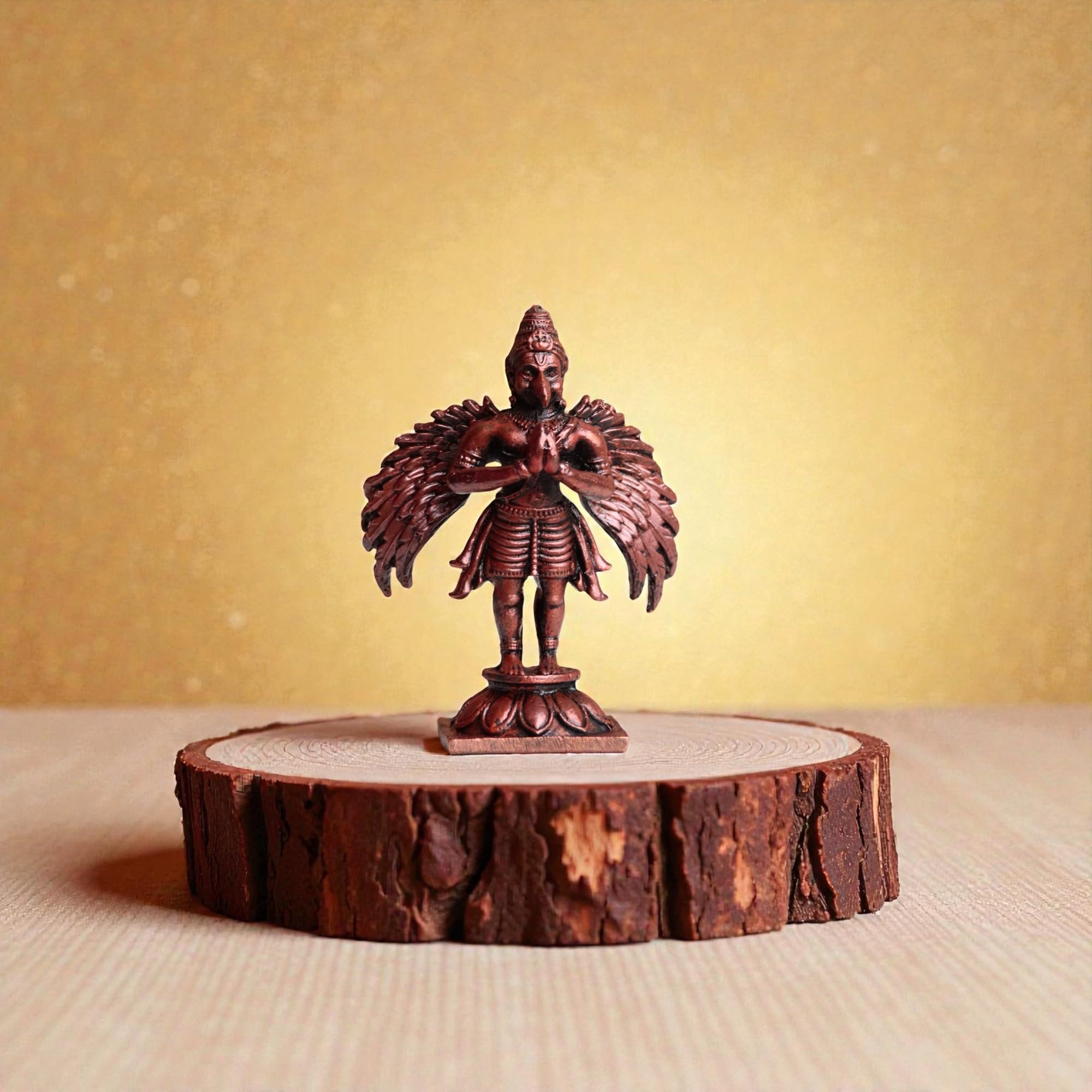 Raisom Pure Handmade Copper Mini Lord Garuda Idol | Platina Antique Finish | Ideal For Home Temple,Car Dashboard,Gifting, Housew