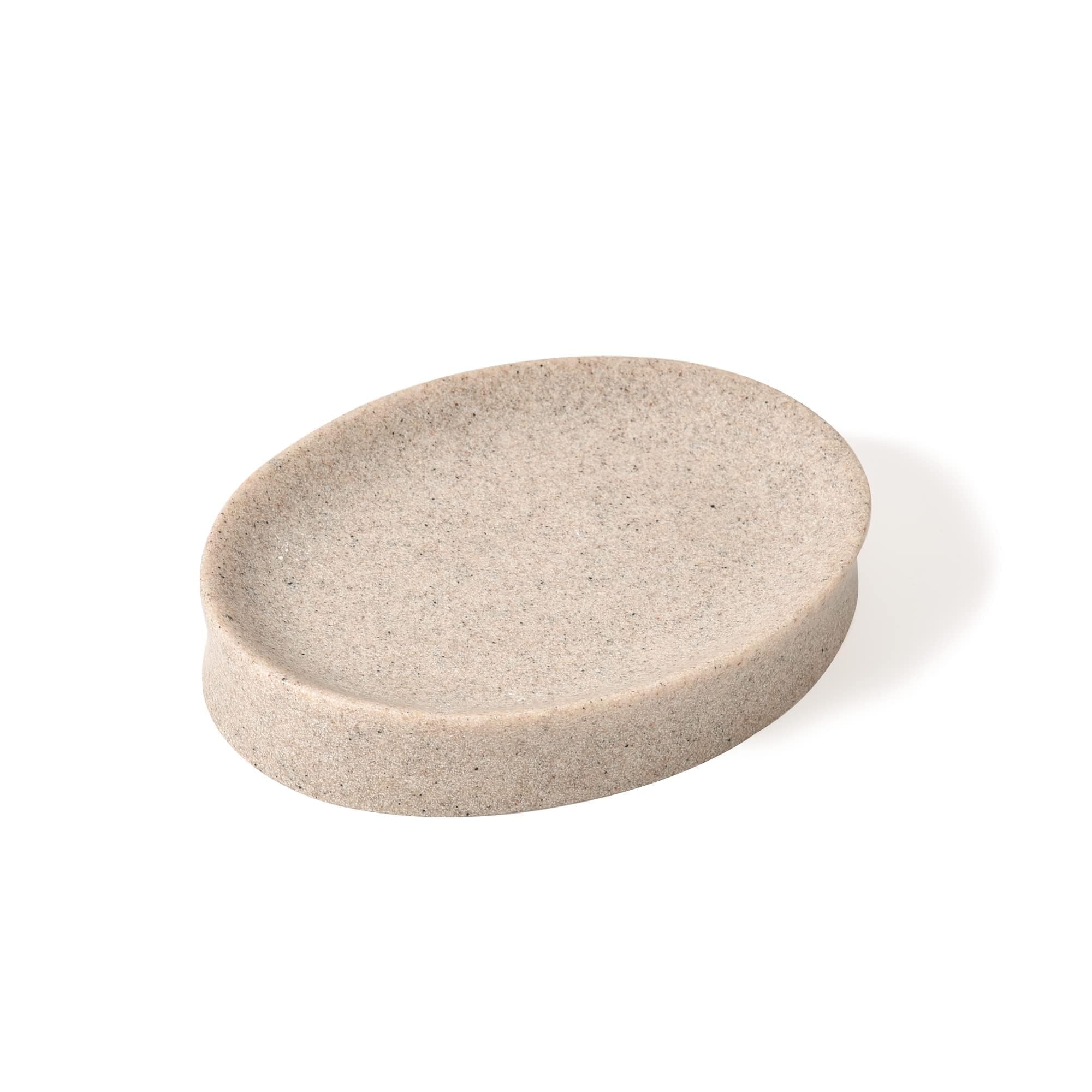 Imeea Soap Dish Resin Soap Tray Soap Holder Sponge Hand Soap Dish Holder For Bathroom Shower Kitchen Sink Counter (Beige)