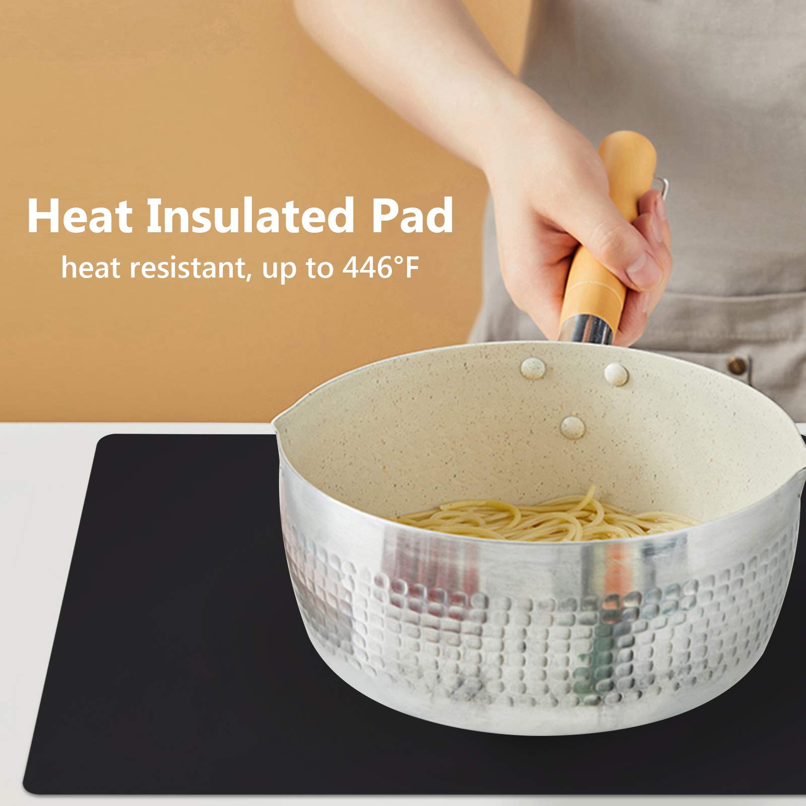 Silicone Mats for Kitchen Counter  Large Silicone Countertop Protector 25'' by 17''  Nonskid Heat Resistant Desk Saver Pad  Multipurpose Mat  Placemat  Black