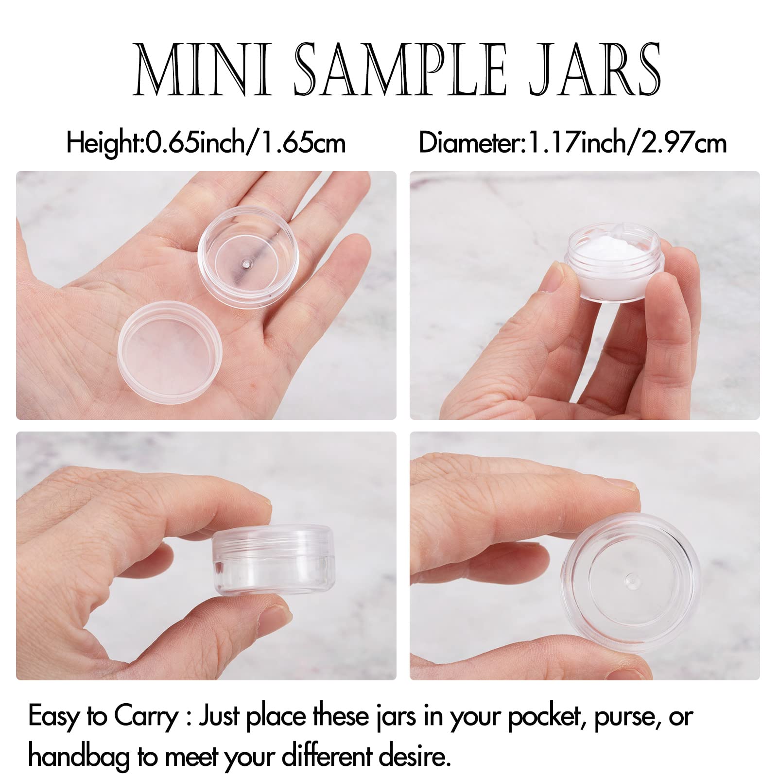 Zejia 3 Gram Sample Containers With Lids, 25 Count Tiny Sample Jars, 3Ml Makeup Cosmetic Containers For Lip Balms, Lotion, Powde