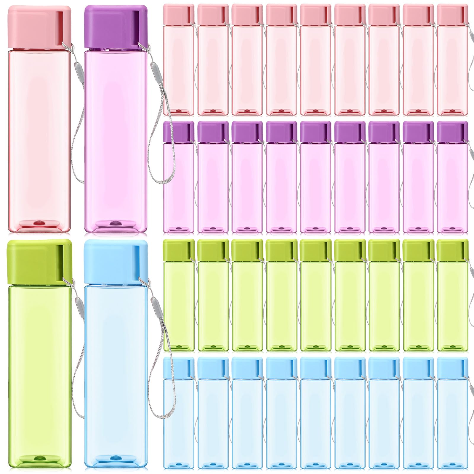 Mifoci 40 Pieces Water Bottle Bulk 17 oz Plastic Water Bottles for Kids Adults Leak Proof Reusable Sport Drinking Cups with Hand