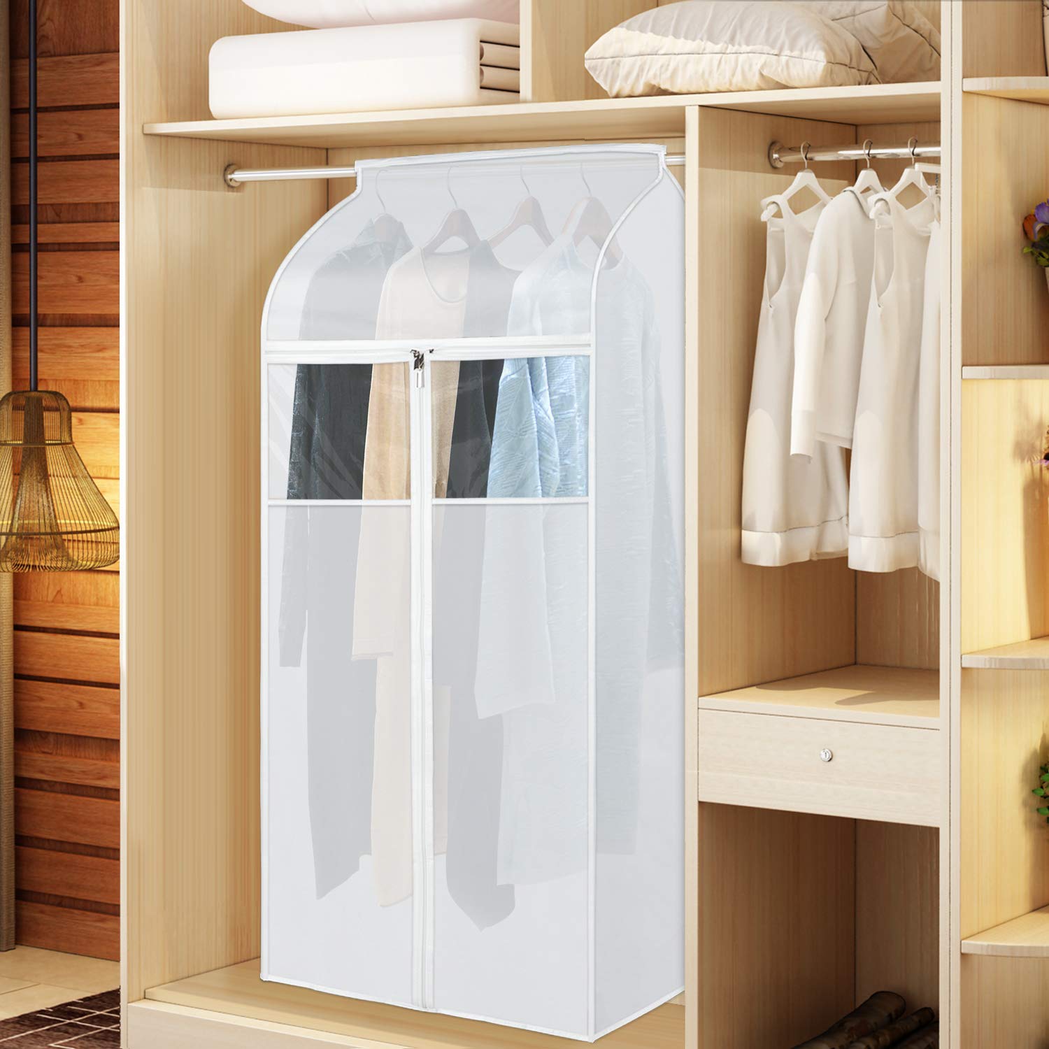 Zilink Hanging Garment Bags For Storage 54 Inch 2Pack Large Garment Rack Cover Suit Bags Organizer Hanging Clothes Cover For Sui