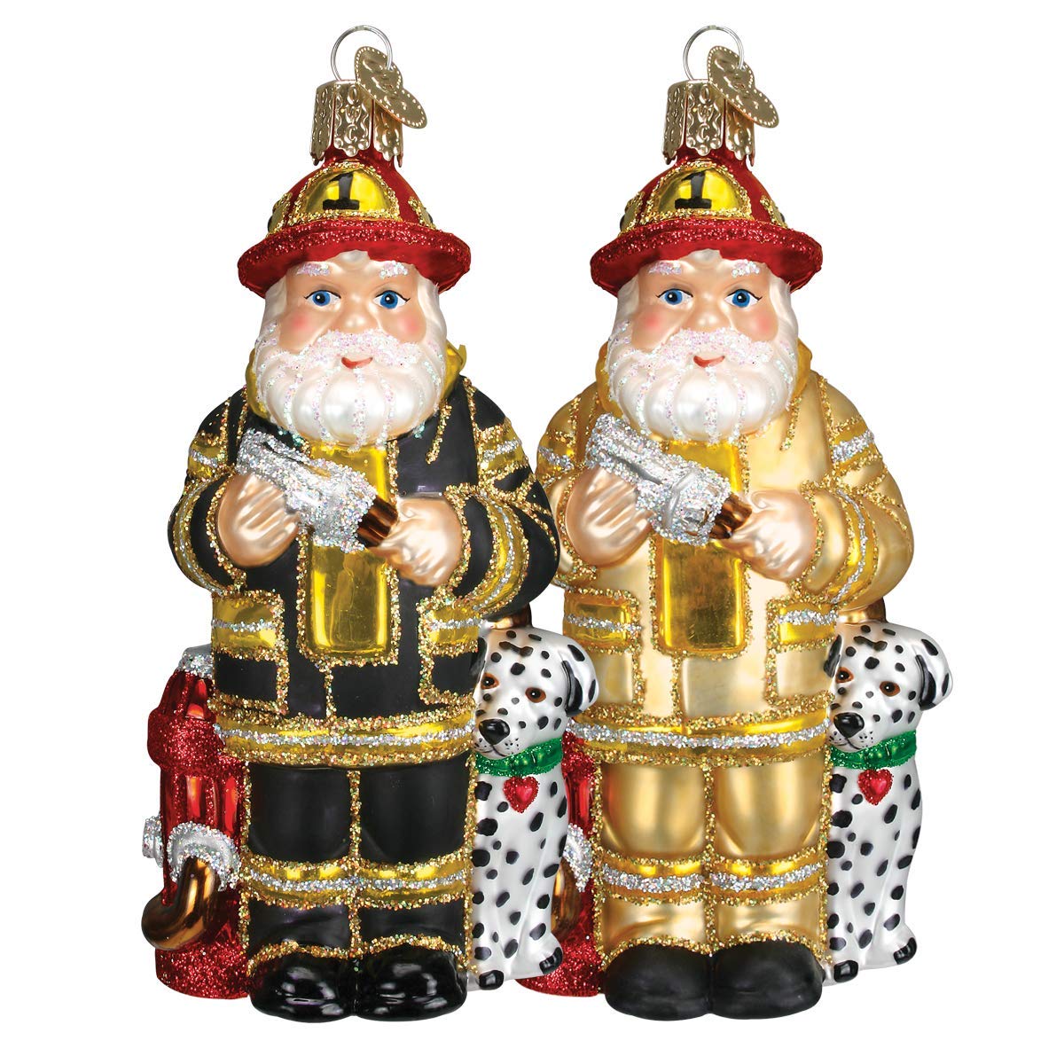 Old World Christmas Fireman Santa Glass Blown Ornament for Christmas Tree