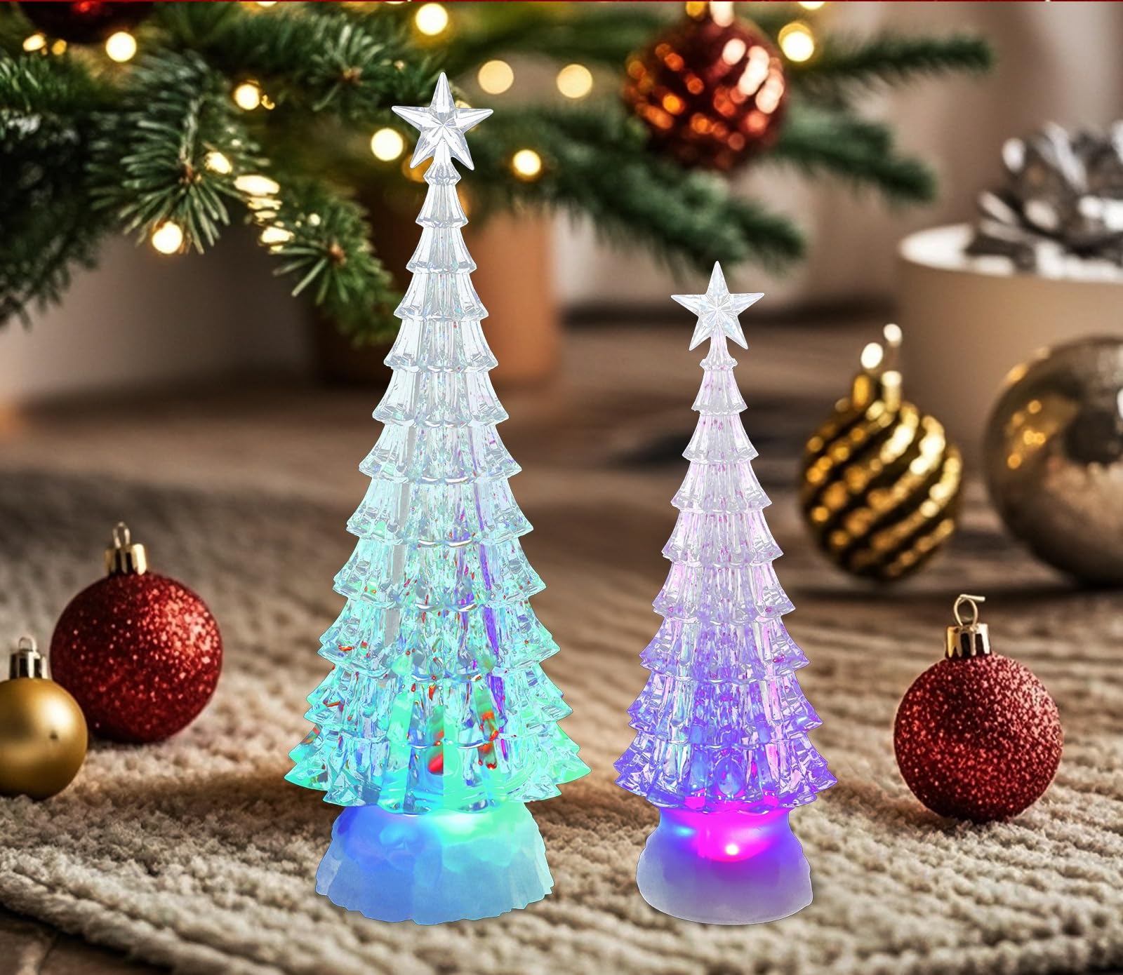 Christmas Tree Decoration RGB Coloring Lighting Changing 3AAA Battery Operated with 6H Timer for Christmas Festival Decorations 