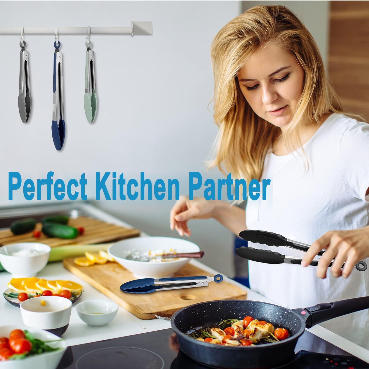 Eekedo Kitchen Tongs, Stainless Steel Silicone Tongs For Cooking 600F High Heat-Resistant Bbq Grilling Locking Tongs, Set Of 2-9