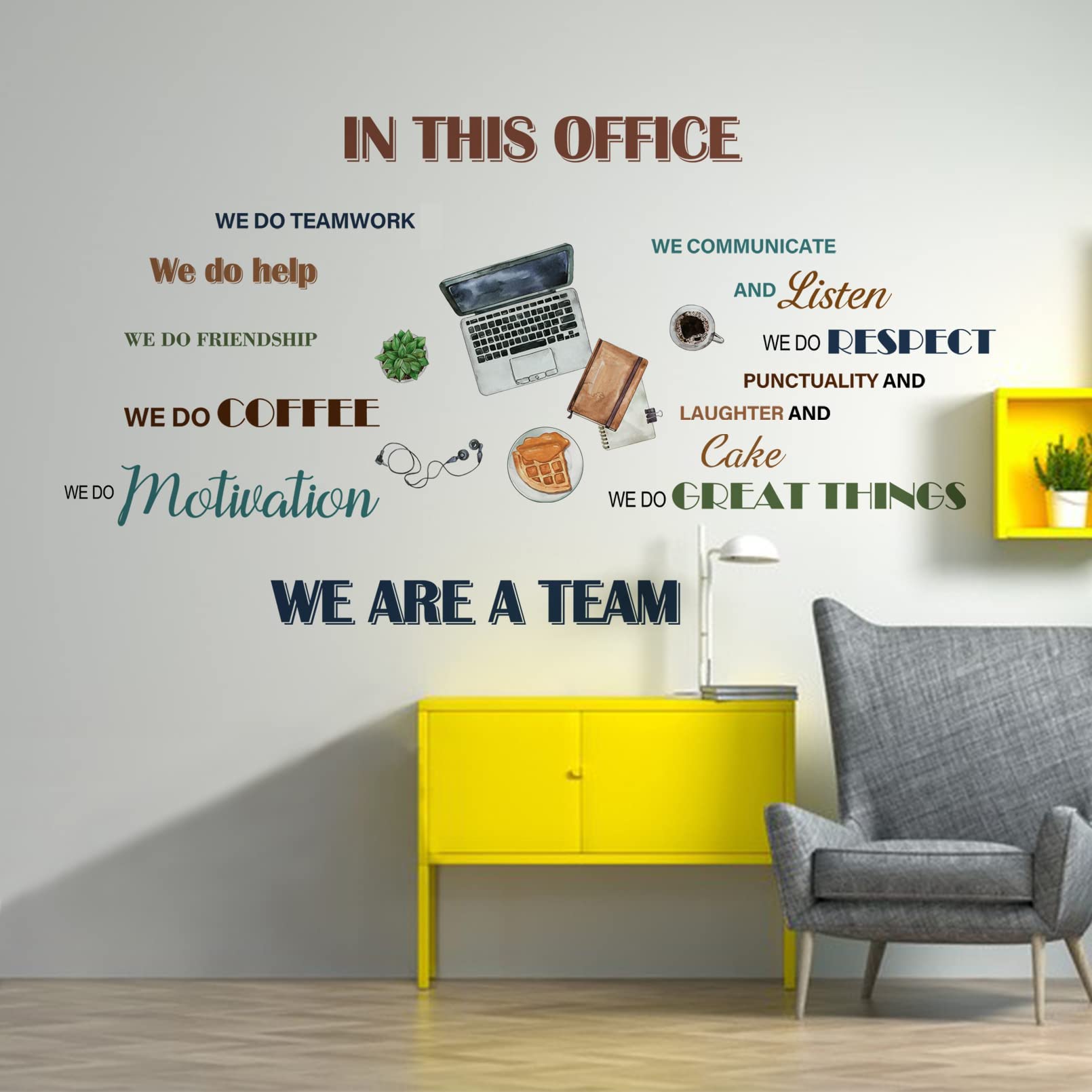 Mfault Office Inspirational Quotes Positive Sayings Peel Stick Wall Decals Stickers, Colorful Motivational Lettering Teamwork De