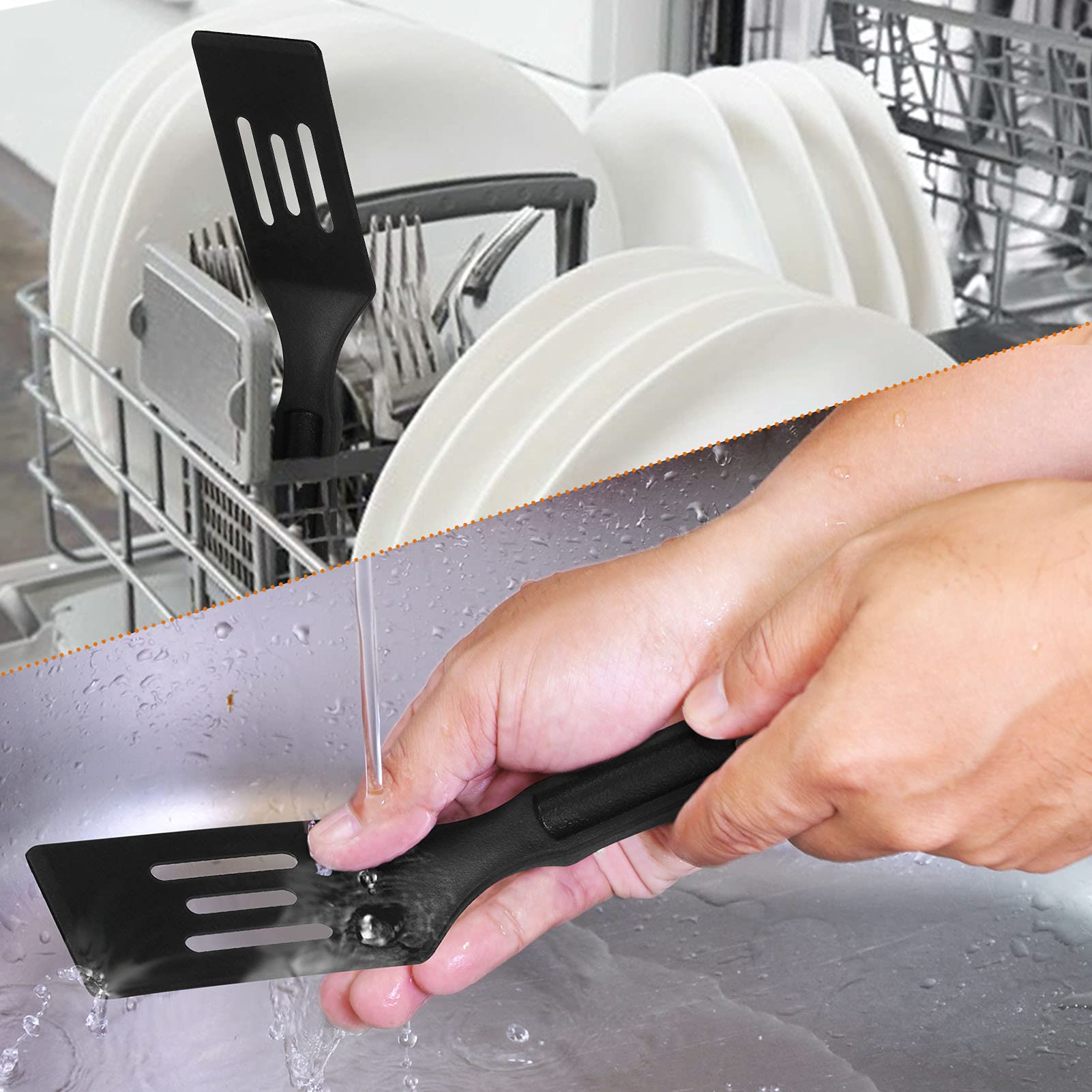 Professional Nylon Mini Spatula, Heat-Resistant Serving Spatula For Nonstick Pans, Small Turner For Brownies, Fried Eggs, Cakes,
