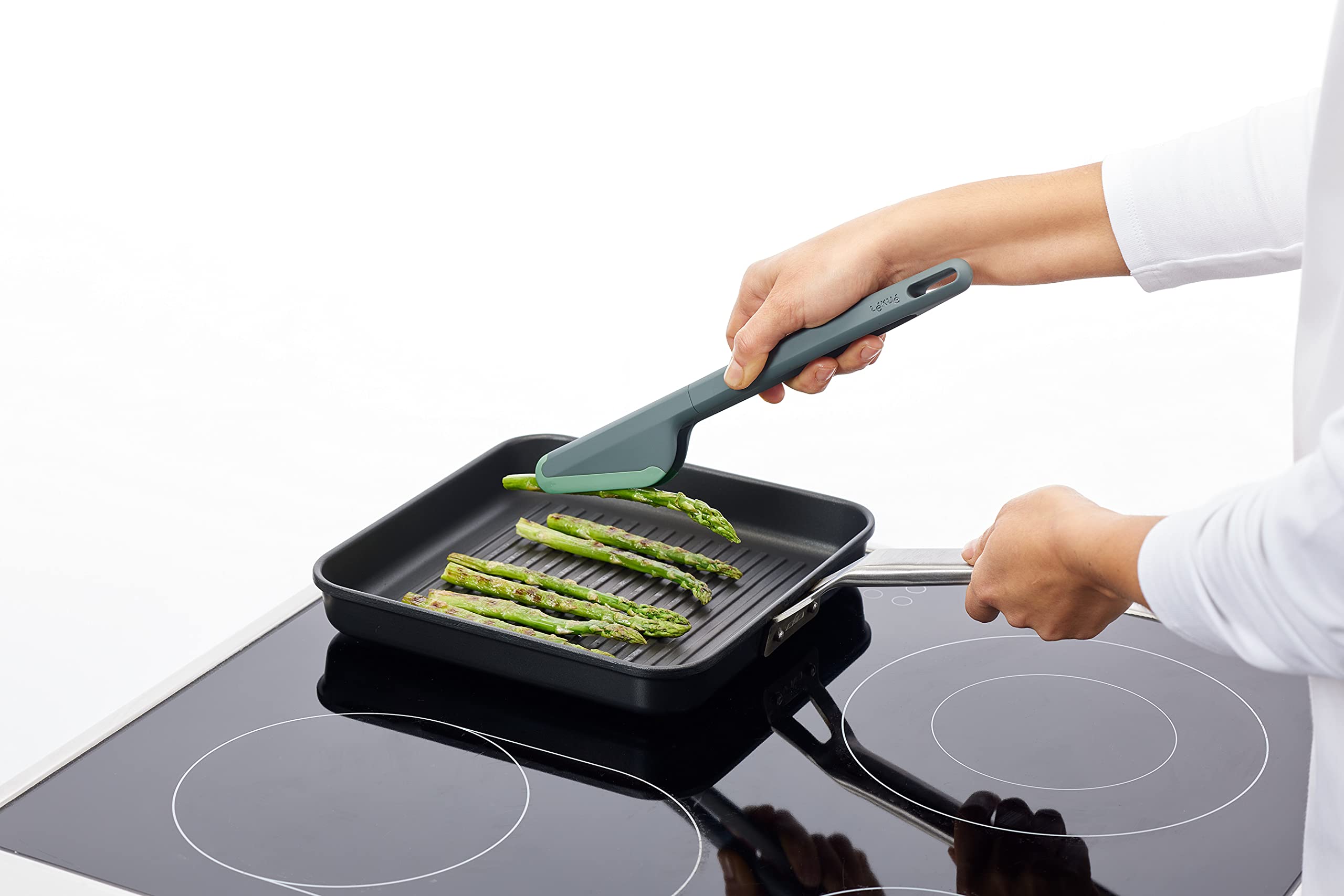 L  Ku   Grey With Green Tongs, 2.44 X 2.01 X 11.18Inch Tongs