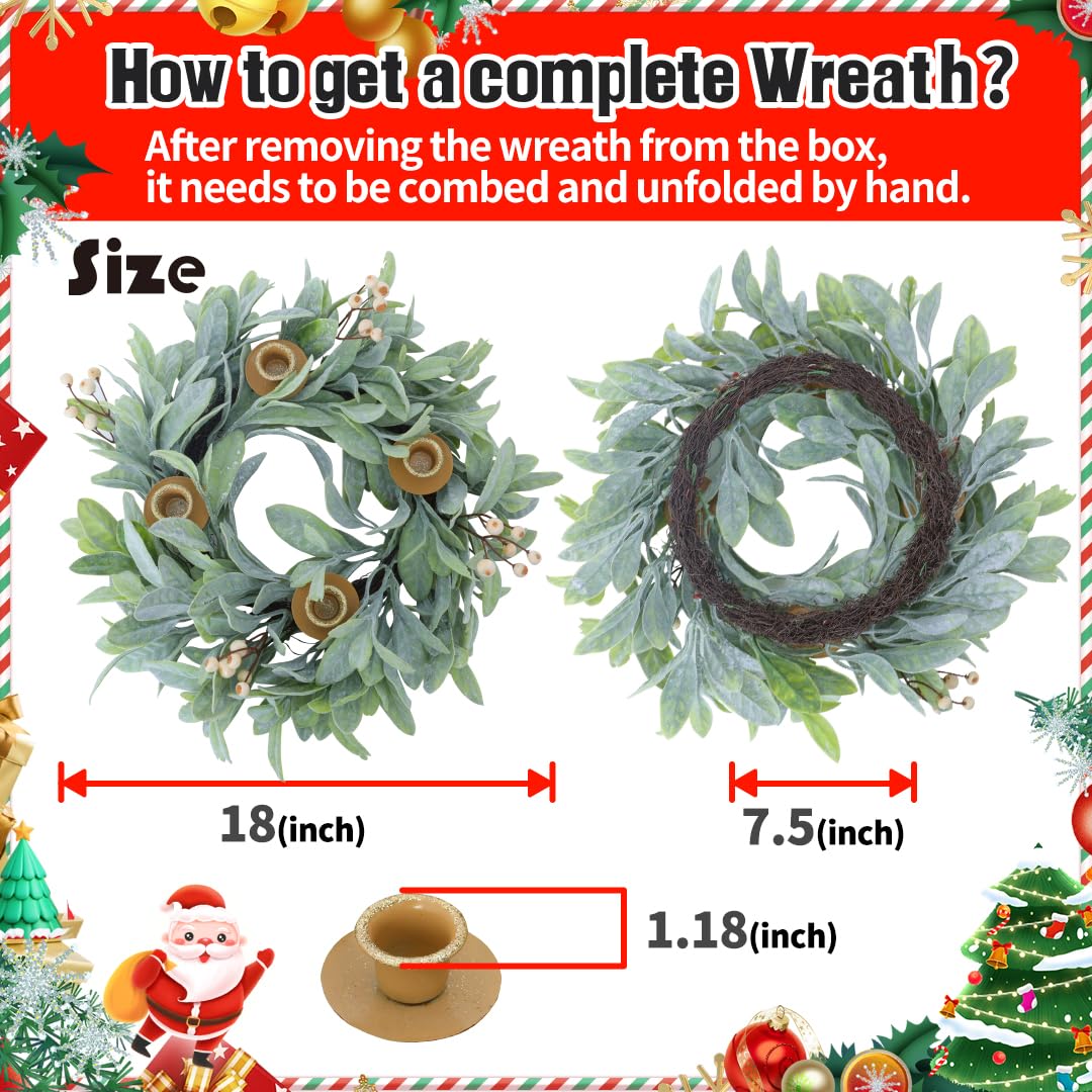 Seasons Candle Holder Wreath, Christmas Advent Centerpiece Decor,18 inch Candle Wreath Decorations for Table Indoor Home & Churc