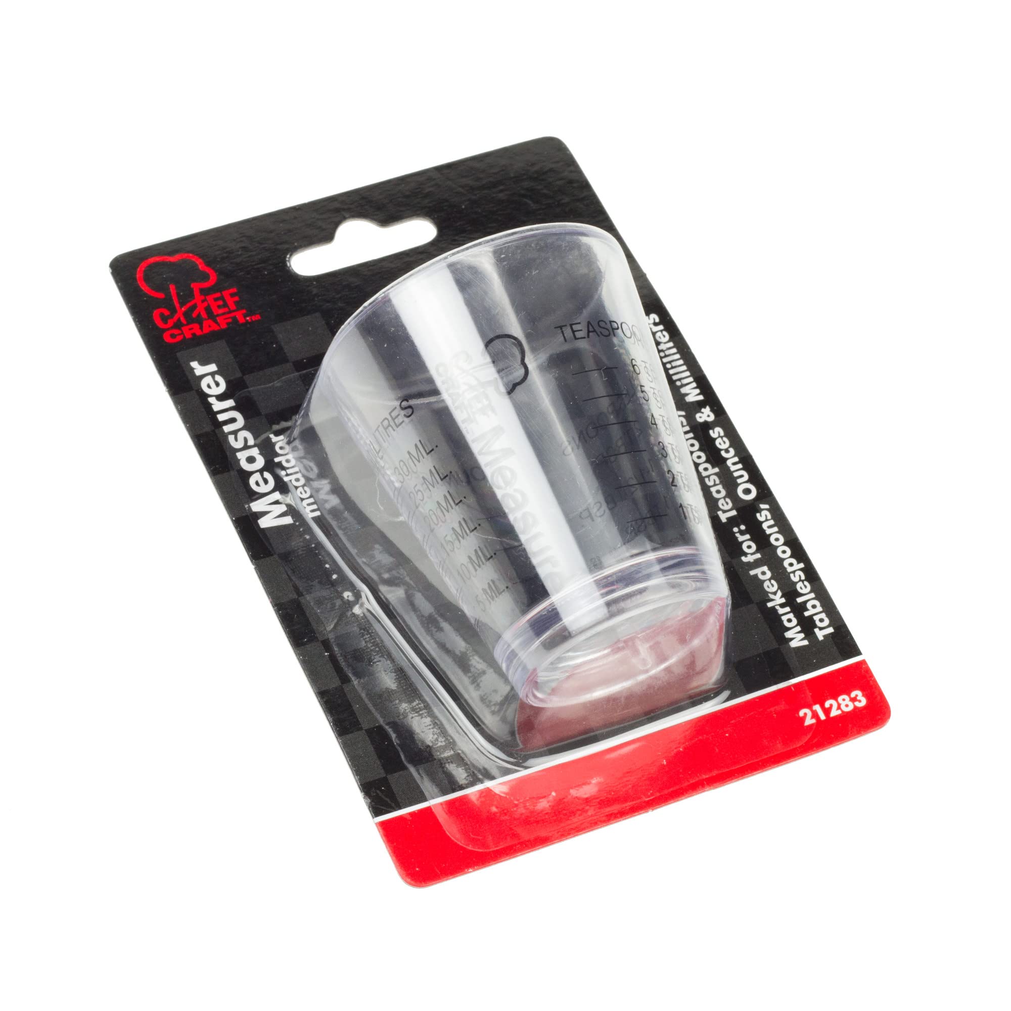 Chef Craft Classic Plastic Shot Glass Measurer, 1 Ounce Teaspoon/Tablespoon, Clear