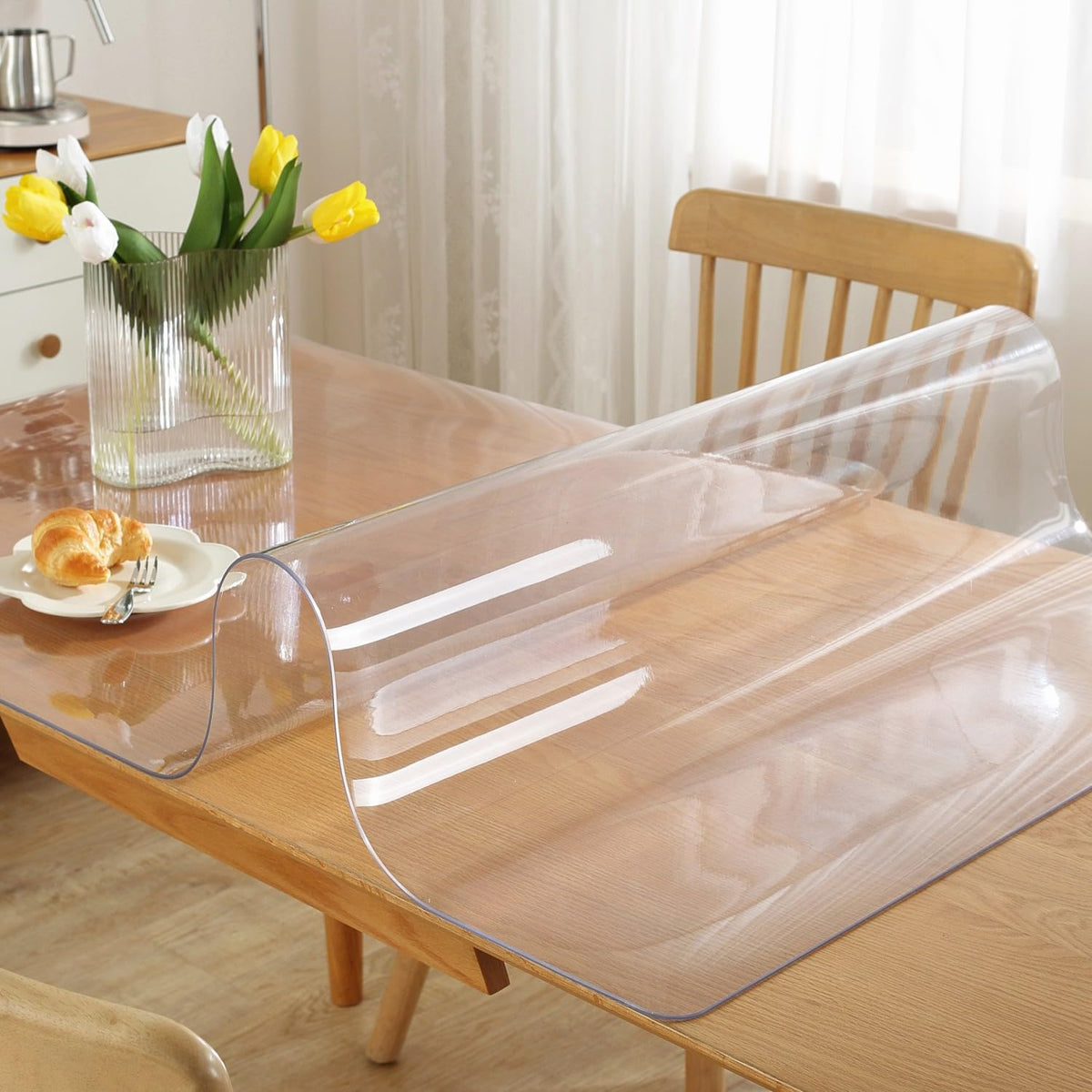 Ostepdecor Clear Table Protector 40 X 70 Inch, 1.5Mm Thick Dining Table Cover Protector, Waterproof Plastic Tablecloth Cover Pro