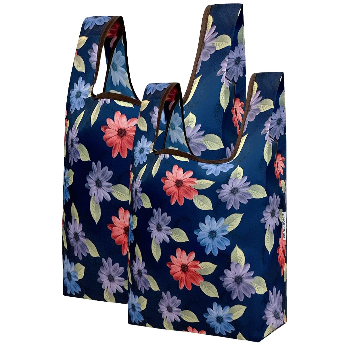 Wrapables Jolibag Collection Reusable Shopping Bag (Set Of 2), Colorful Daisies