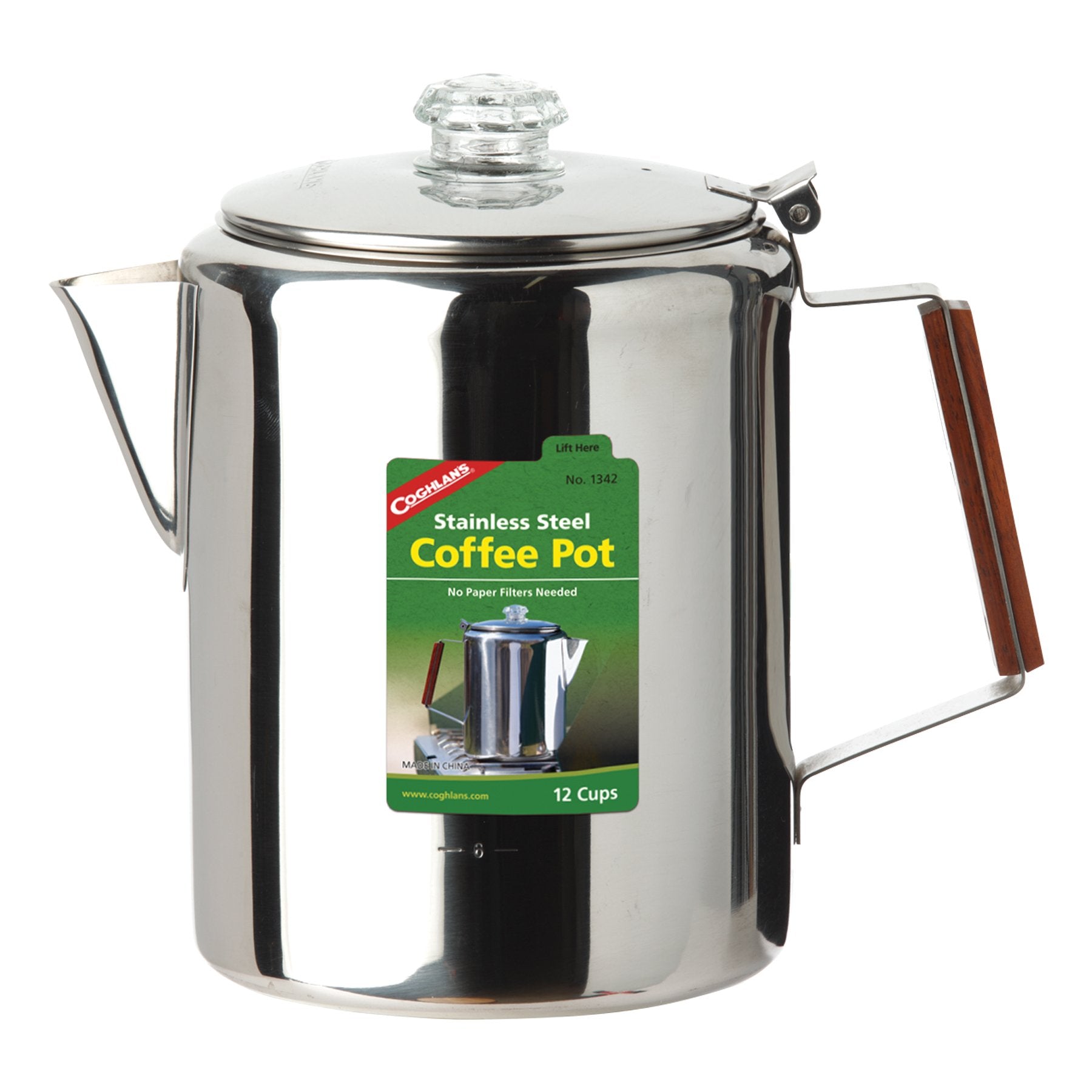 Coghlans 12-Cup Stainless Steel Coffee Pot, Silver