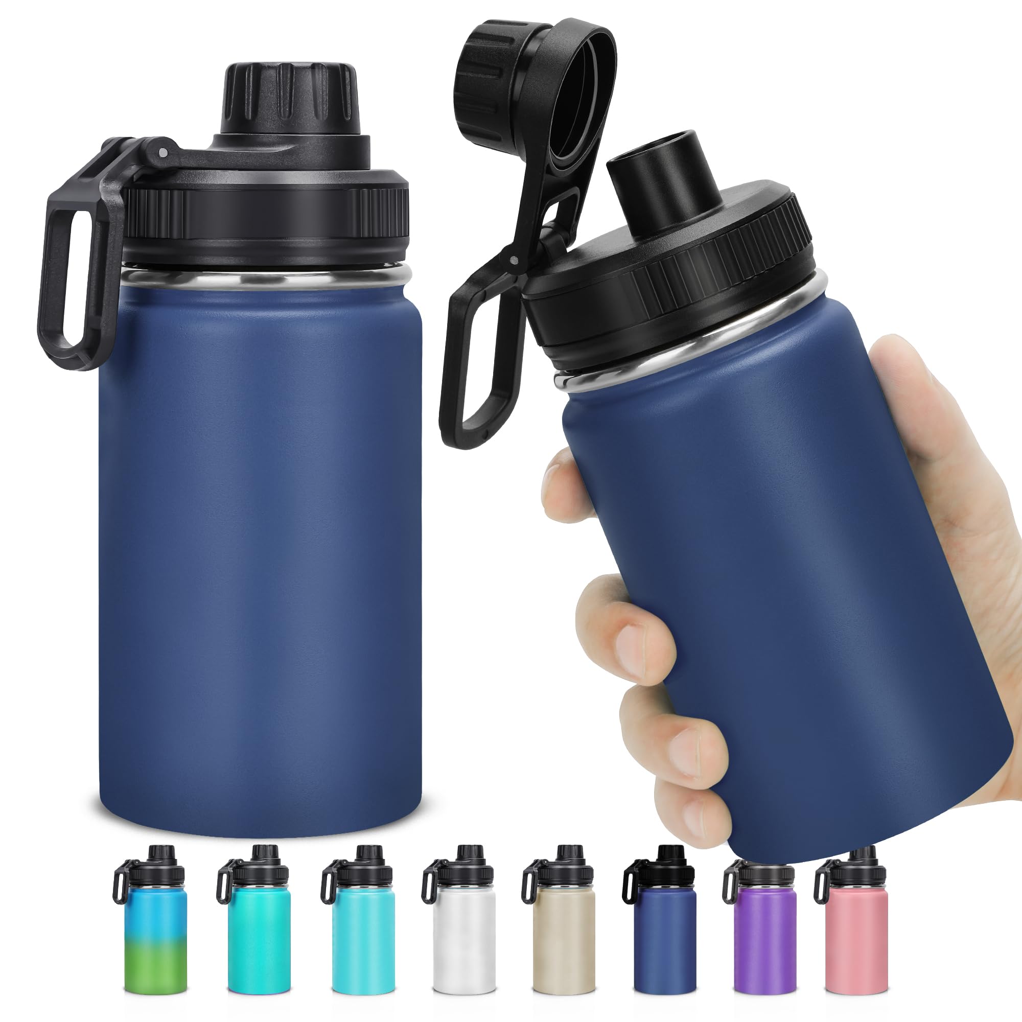 ANSEVO 12oz Insulated Water Bottle, Stainless Steel BPA Free, Sapphire blue