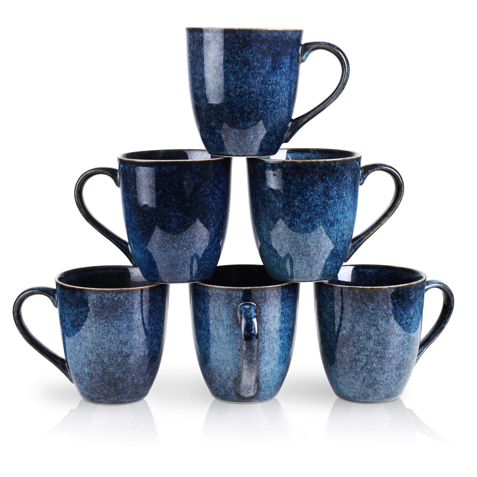 Vicrays Coffee Mug Set, 12 Ounce, Set Of 6, Ceramic Mug For Men, Women, Unique Glazed Mugs With Handle For Coffee, Tea, Milk, Co