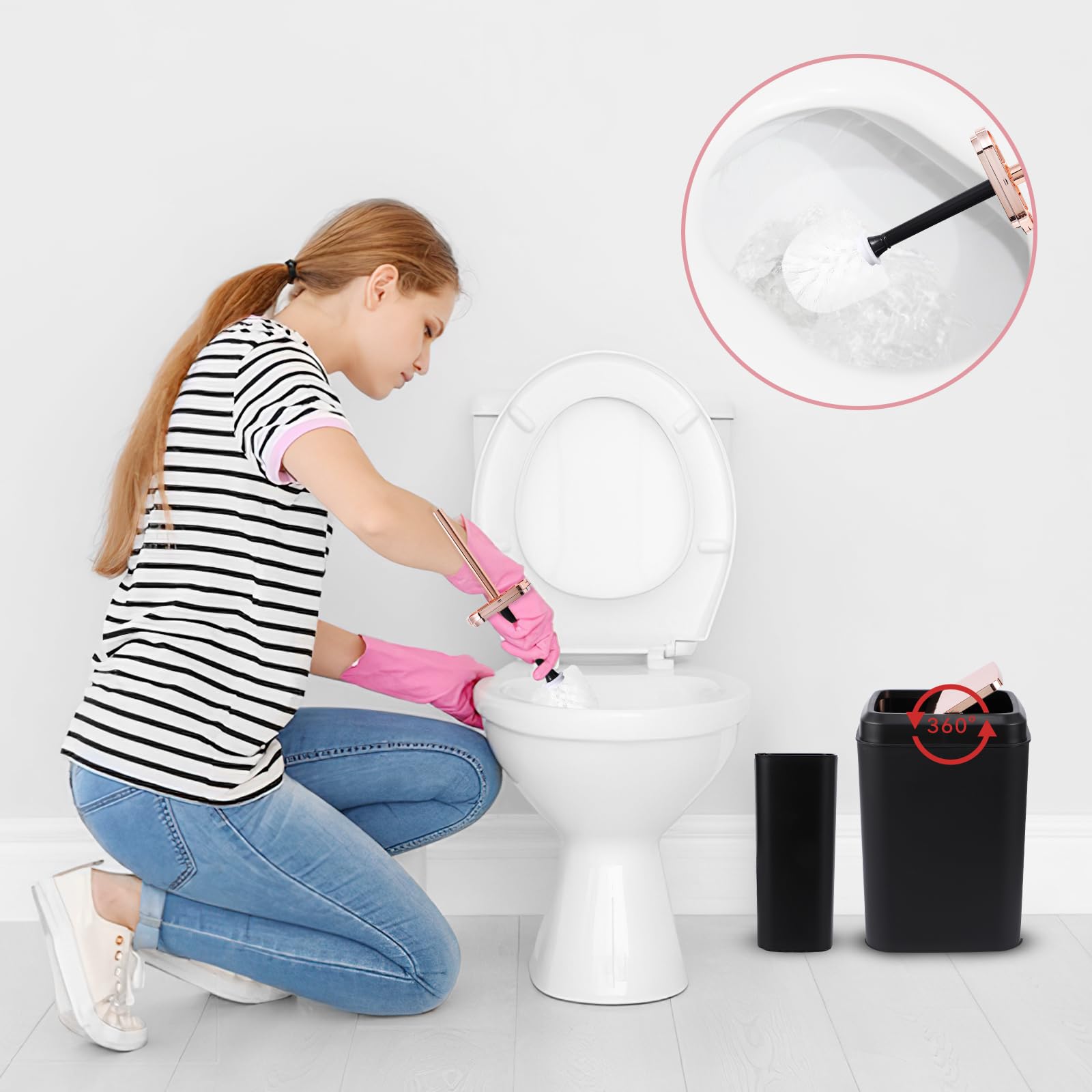 Black Bathroom Accessories Sets Complete, 9-Piece Bathroom Accessory Set With Trash Can, Vanity Tray, Soap Dispenser, Soap Dish,