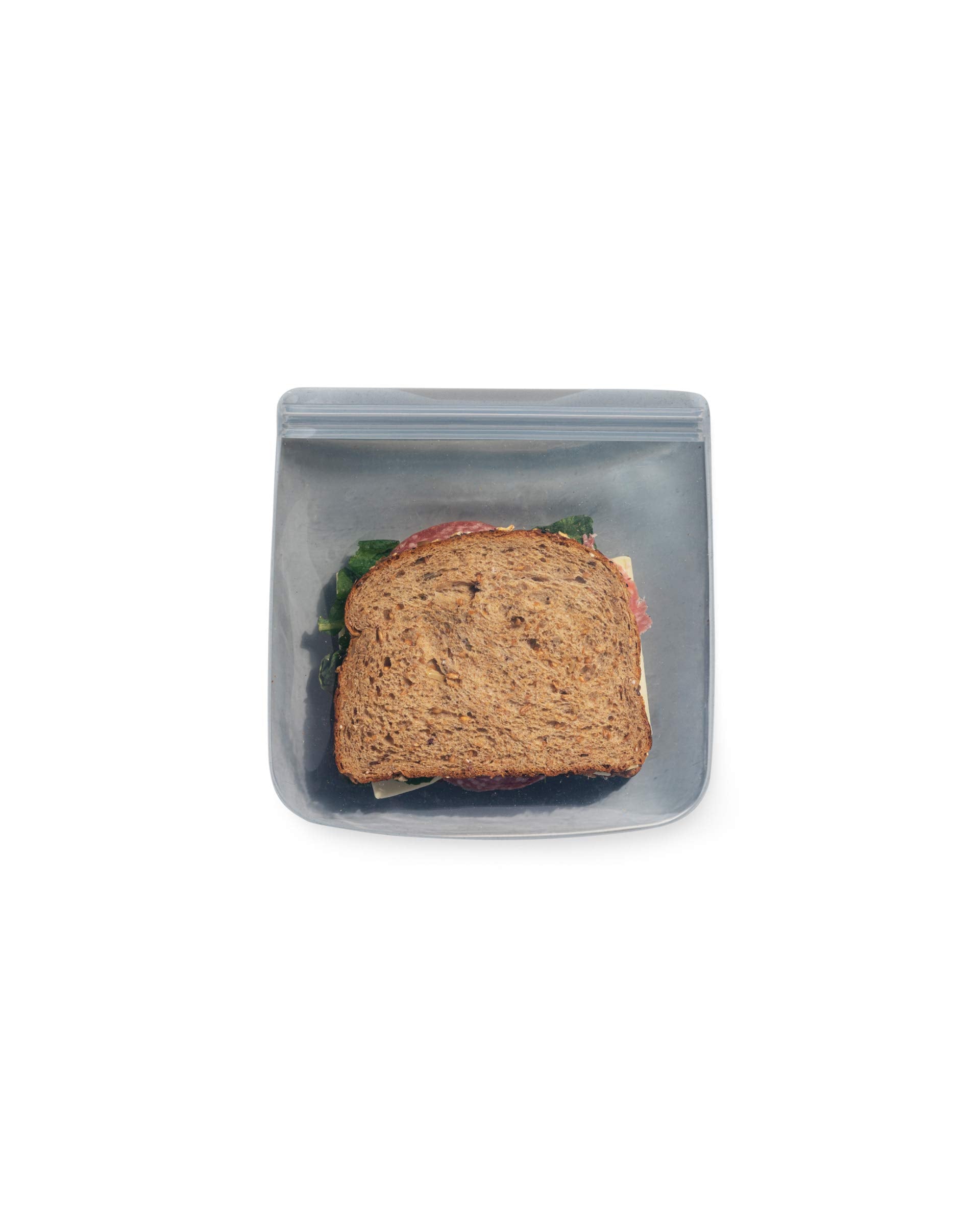 W&P Porter Silicone Reusable Storage Bag, Sandwich (34Oz Flat), Slate, Food Storage Container, Microwave And Dishwasher Safe, Ea
