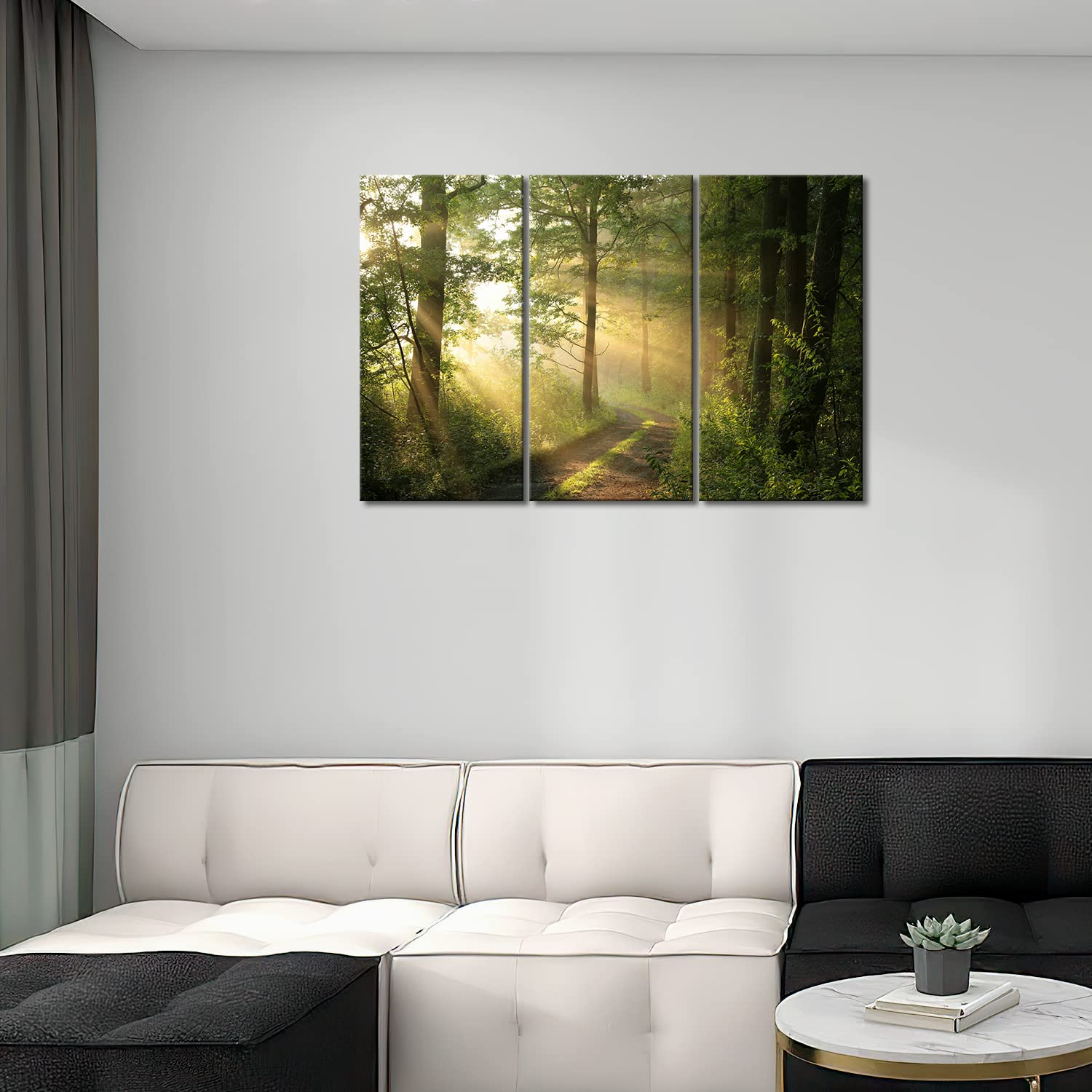 Forest Nature Wall Art Decor Sunshine Through Forest And Road Canvas Pictures Artwork 3 Panel Nuture Landscape Painting Prints F