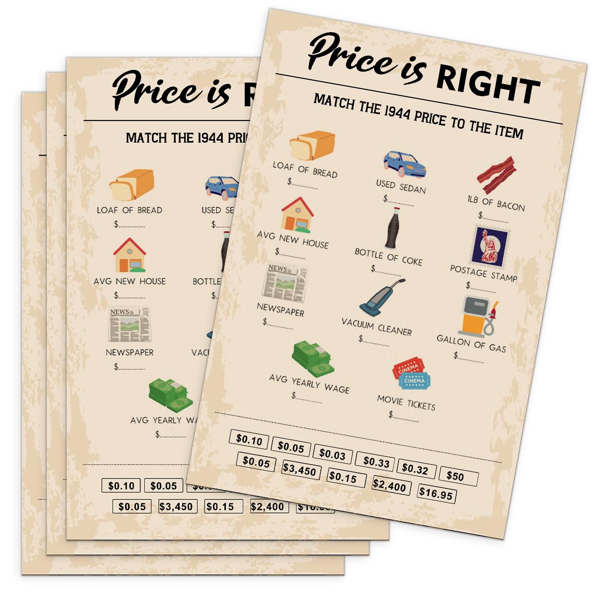 Qupt 80Th Birthday Party Games, Price Is Right Games, Birthday Party Supplies For Adults, Fun 1944S Party Game,Pack Of 30 Cards