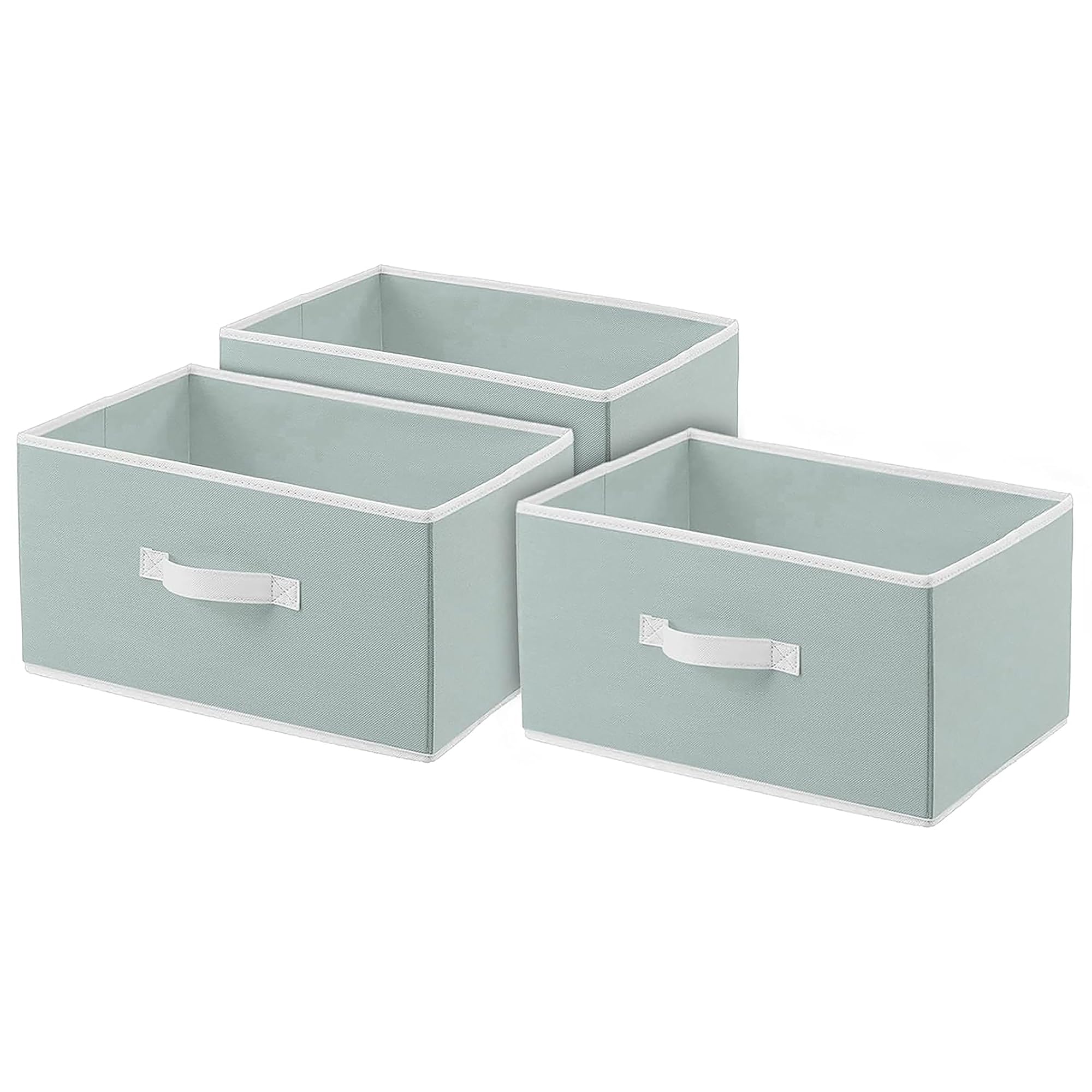 Kuber Industries Drawer Storage Box|Foldable Toys Organizer For Kids|Closet Box With Pull Out Handle|Pack Of 3 (Grey, NonWoven)