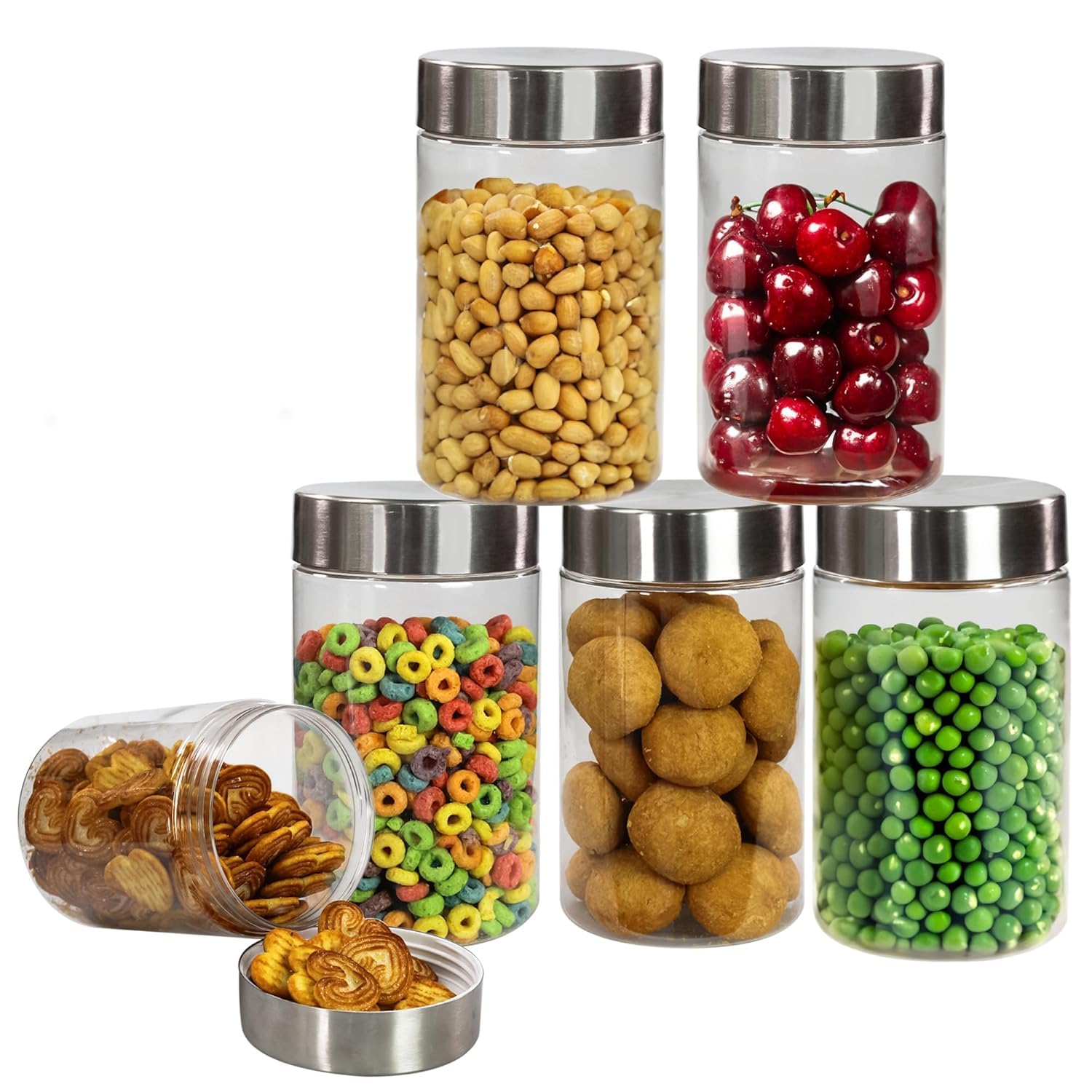 Jofix Plus Range Plastic Storage Jars & Containers For Kitchen |Stackable |Air Tight| Steel Cap Jar Set Of Food Grade Boxes For 