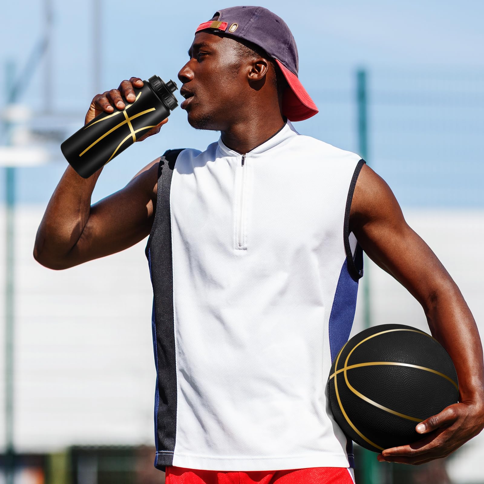 Yaomiao 12 Pcs Basketball Water Bottle 20 oz Reusable Bpa Free Squeeze Easy Carry Leak Proof for Team Sports Basketball Stuff Pa