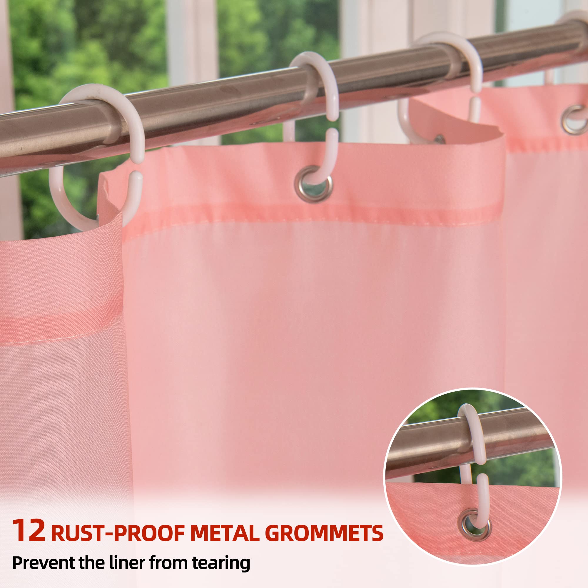 Shower Curtains YI&ZE Waterproof Fabric Pink Shower Curtain for Bathroom with 12 Plastic Hooks  Modern Bath Curtain Sets  72x72 Inch
