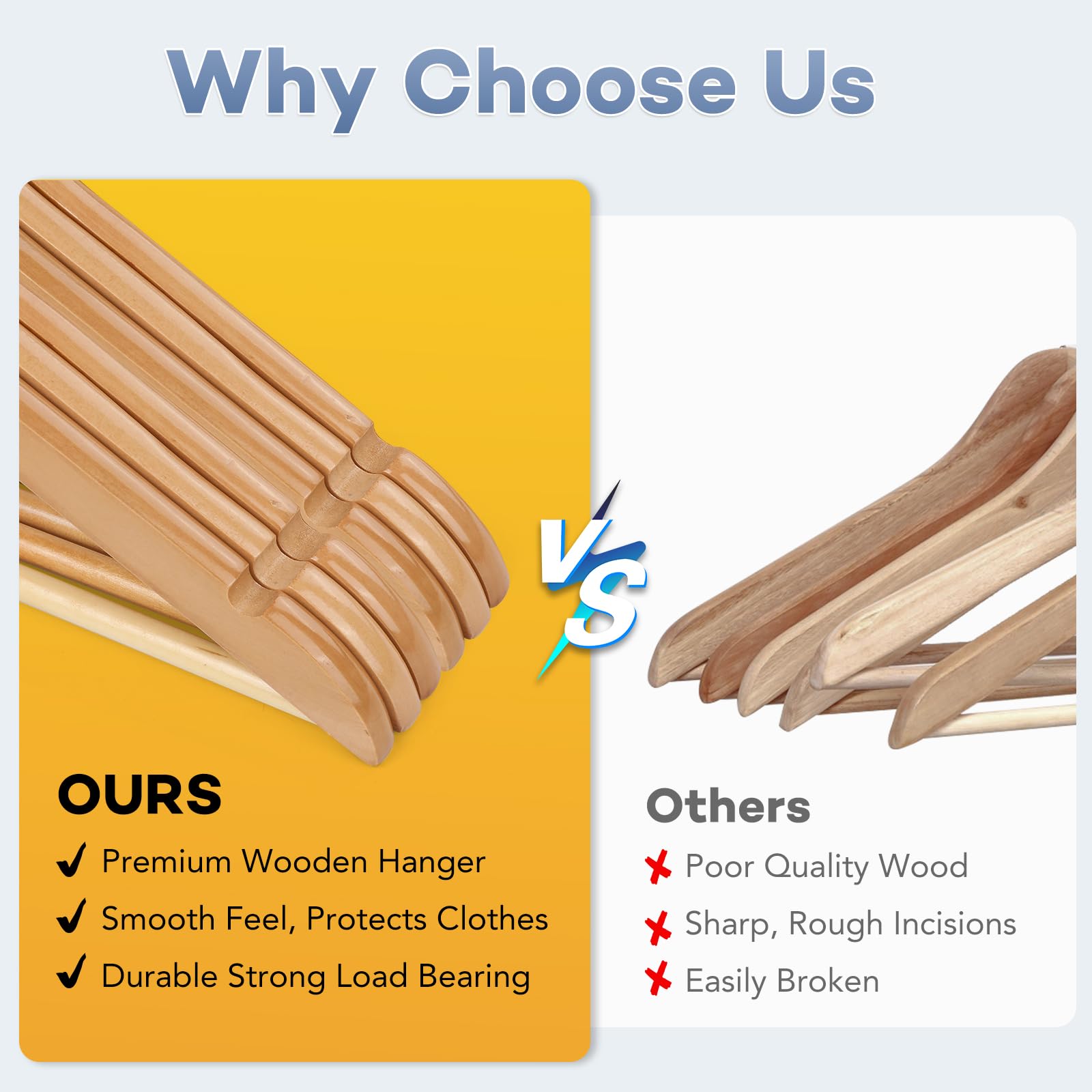Wooden Hangers 30 Pack, Heavy Duty Wood Hangers For Coats, Suits, Jackets, Closet & Pants Durable Premium Wood Hangers With 360-