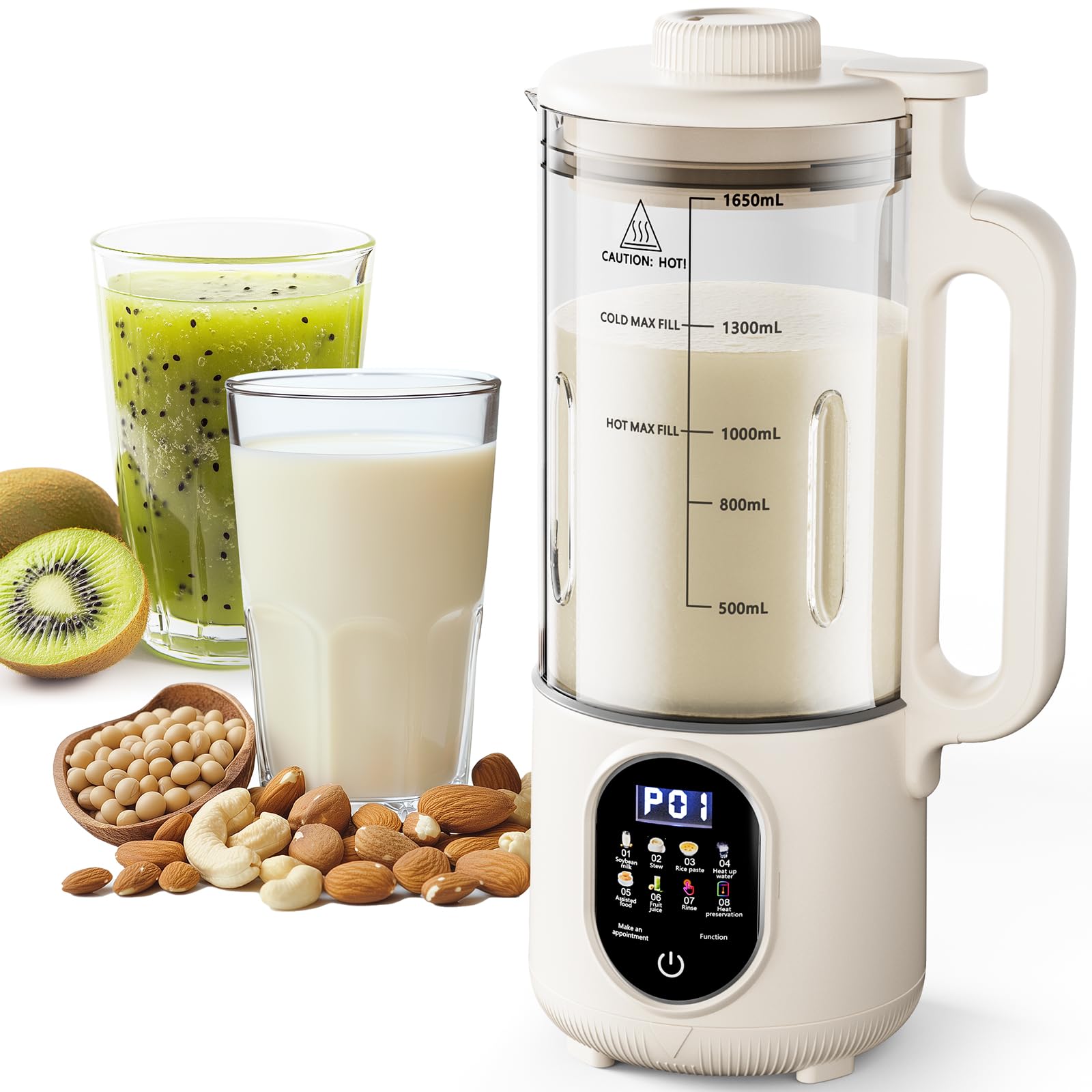 Upgraded 55oz Nut Milk Maker Machine (Extra Large),10-in-1 Automatic Soy Milk Maker with 20 Blades, Homemade Plant-Based Oat, Al