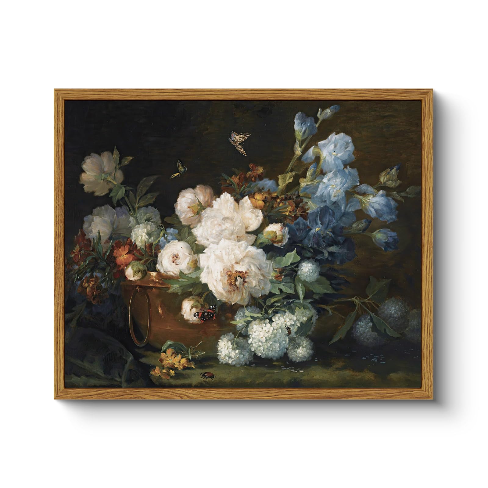 Arpeotcy Vintage Framed Canvas Wall Art Decor, Bathroom Hydrangea Peonies Floral Pictures Retro Wall Decor, Prints Art, Bedroom