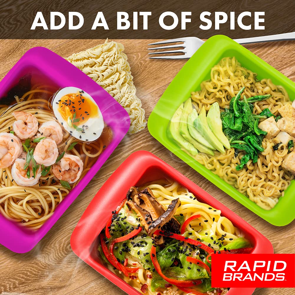 Rapid Brands Rapid Ramen Cooker - Microwave Ramen in 3 Min, BPA Free, Dishwasher Safe, 2-Pack, Black, Model RRC-1002
