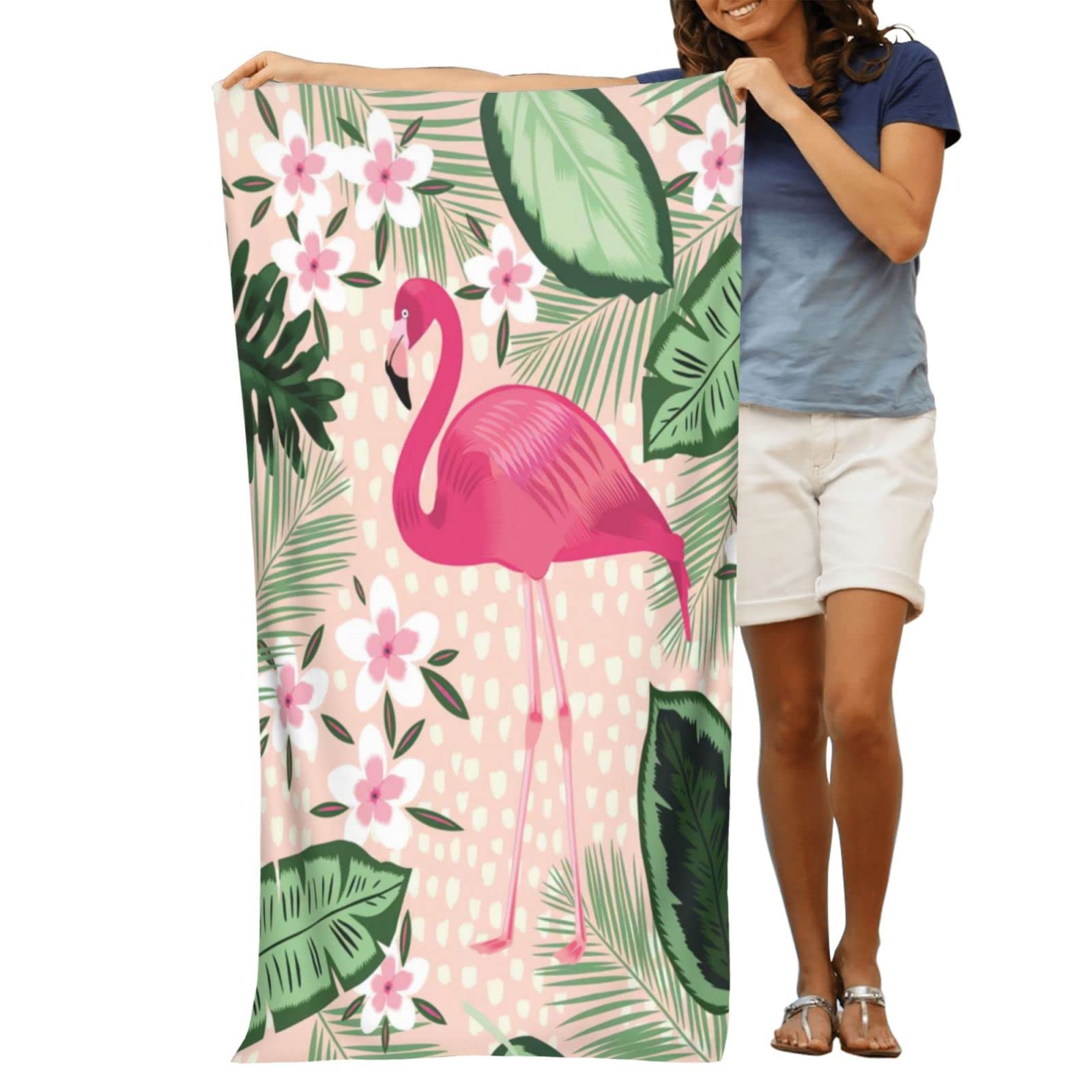 Flamingo Beach Towel For Women, Microfiber Beach Towels For Adults, Cute Personalized Beach Towels Bulk, Big Extra Large Beach T
