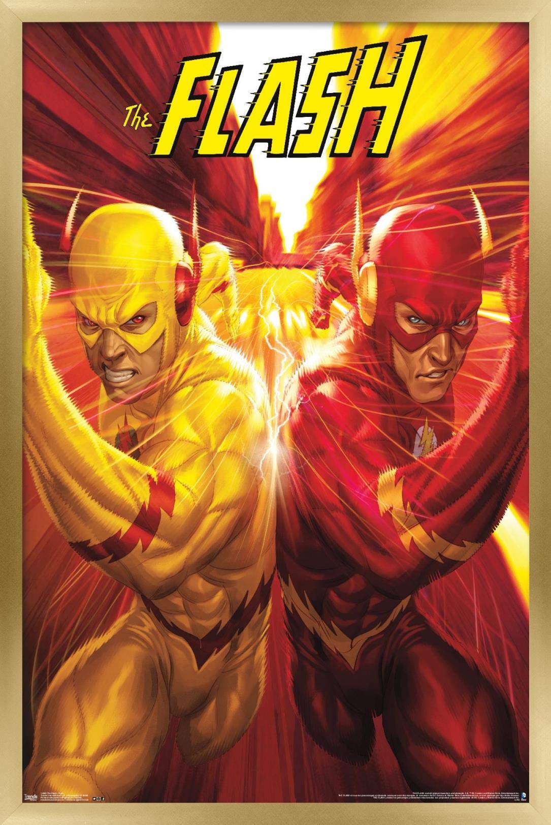Trends International Dc Comics - The Flash And The Reverse Flash - Race Wall Poster, 14.725'' X 22.375'', Gold Framed Version