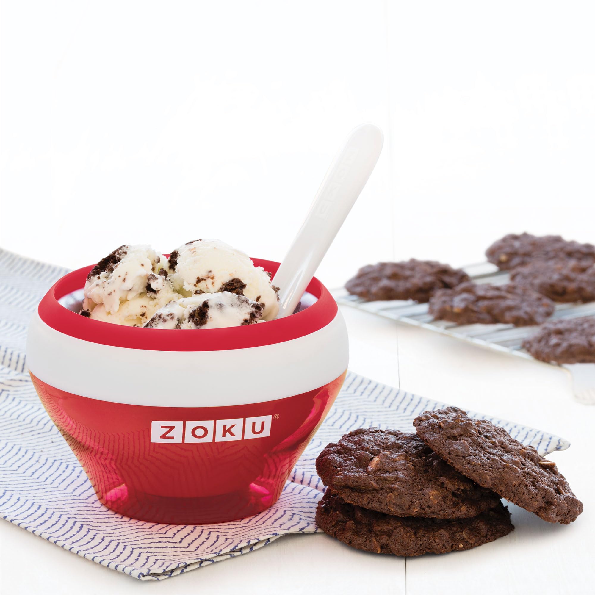ZOKU Ice Cream Maker Bowl, Compact Soft Serve & Frozen Yogurt, BPA-free, Red, Model ZK120-RD
