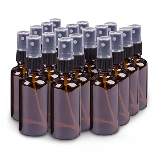 Small Amber Glass Spray Bottles For Essential Oils  2oz Empty Fine Mist Mini Spray Bottles  Set of 18