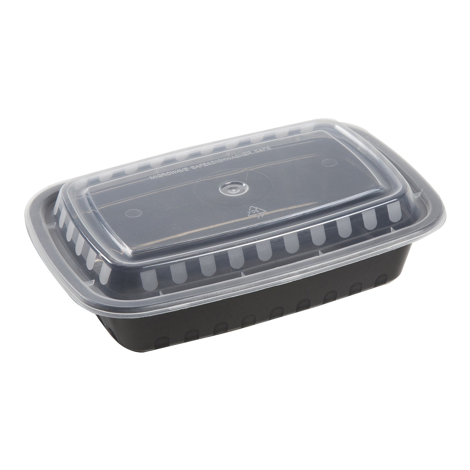 Amercare 7.75 Inch X 5.5 Inch Black Plastic Containers And Lids, 1.5 Inches Deep, 24 Ounces, For Microwave Or Freezer, Pack Of 1