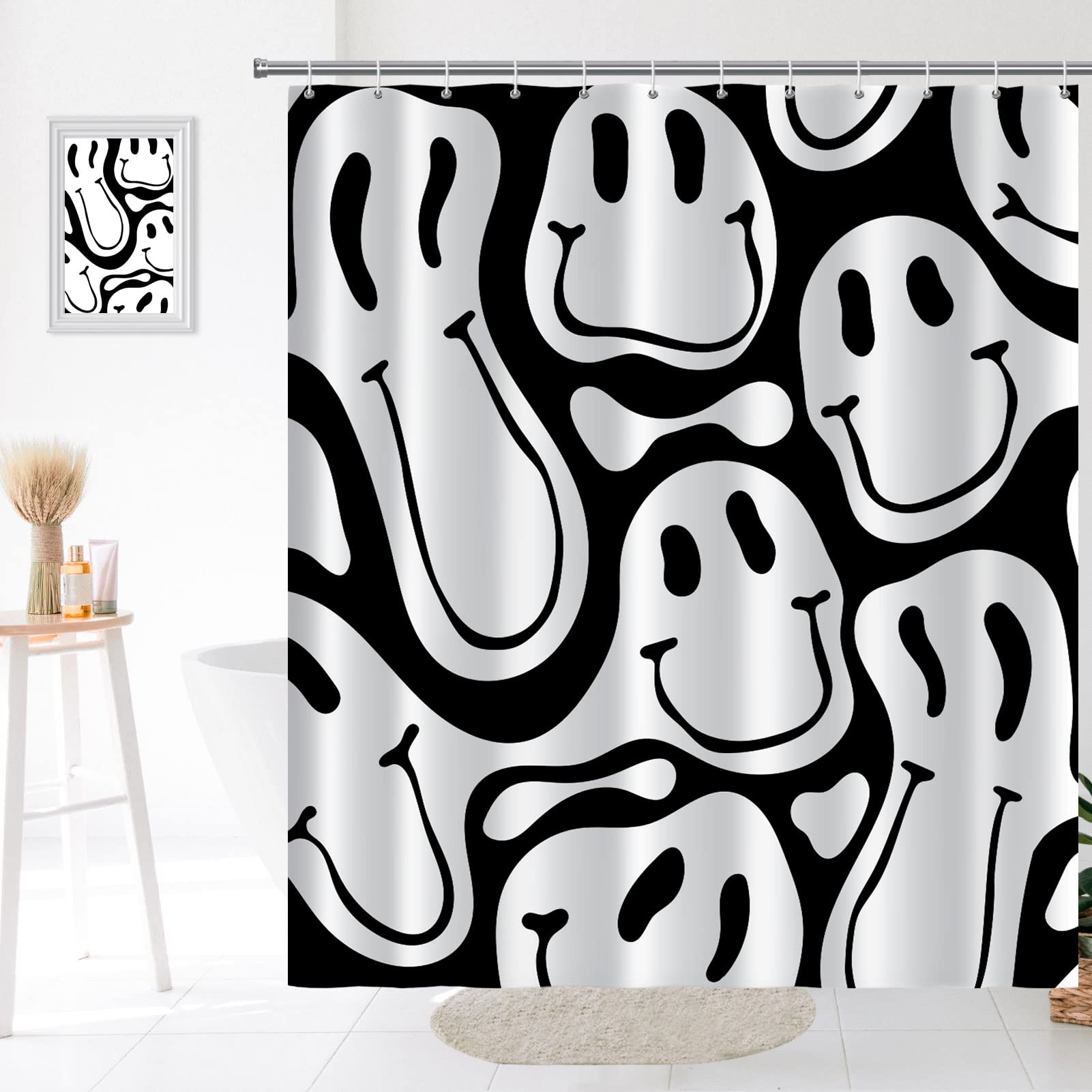 Watbro Retro Shower Curtain Set,60S 70S Vintage Waterproof Polyester Fabric Shower Curtain With Hooks,72 X72 Inches