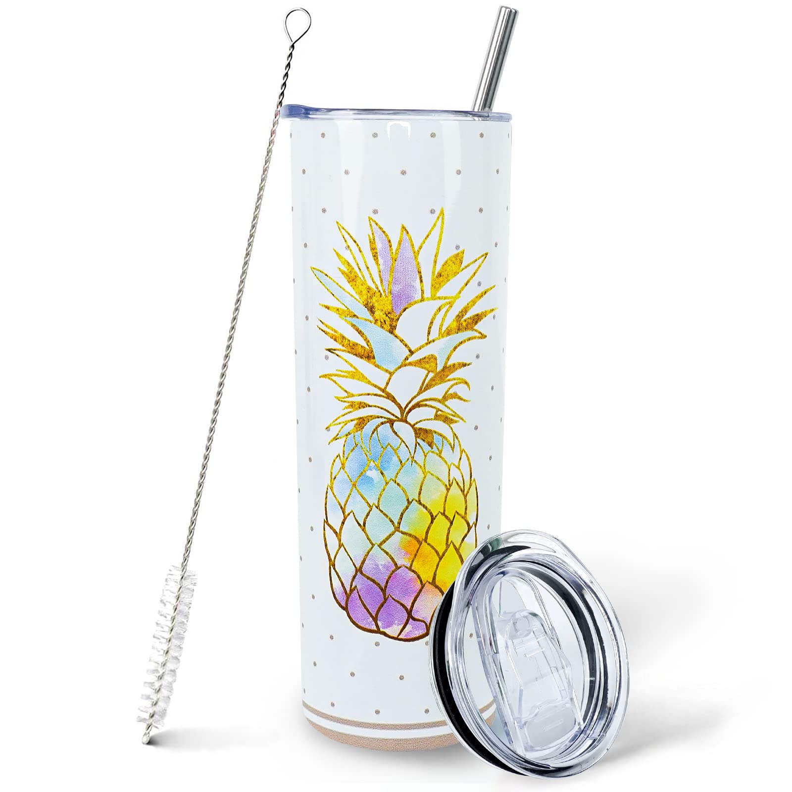 Mofvugz Pineapple Tumbler-Pineapple Gifts For Women,Hawaiian Gifts For Women-Pineapple Decor,Pineapple Stuff-Gold Tumbler Pineap