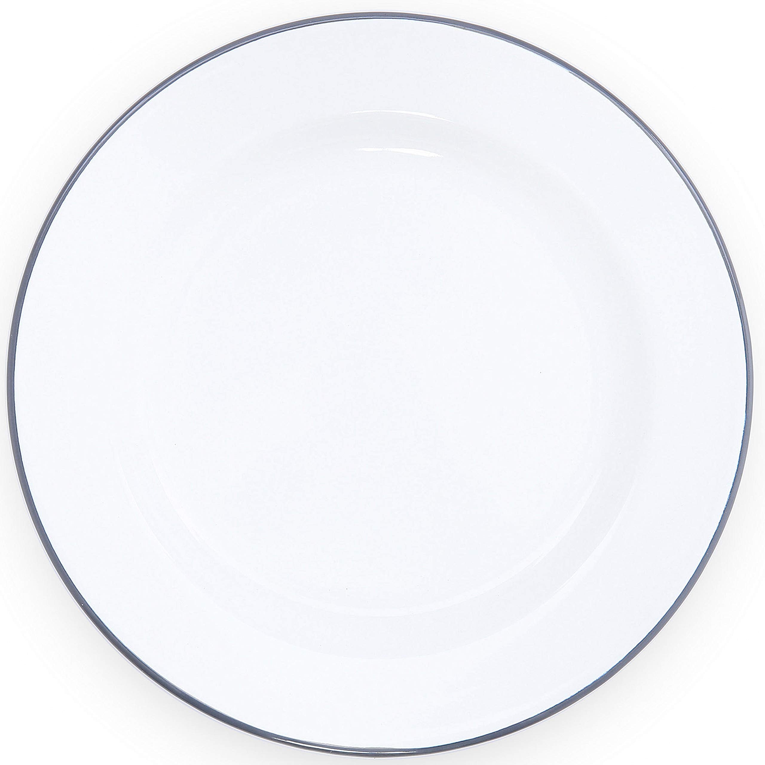Crow Canyon Home Enamelware Dinner Plate, 10.25 Inch, Vintage White/Grey (Single)